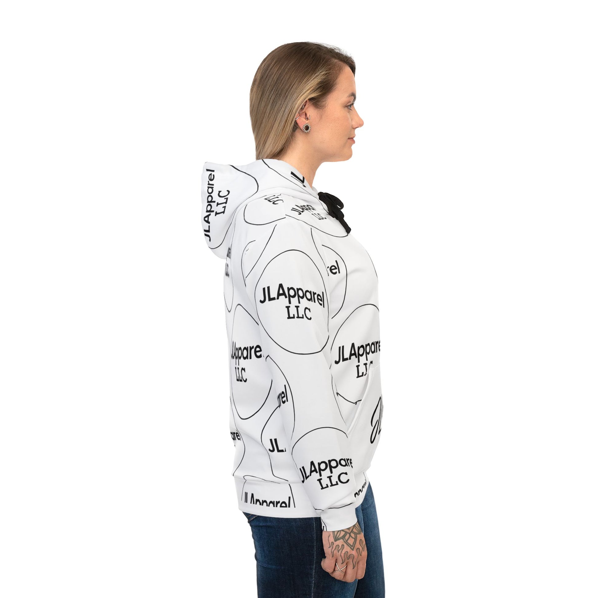 Athletic Hoodie with JLApparel Logo, Trendy Sportswear, Casual Outfit, Gift for Fitness Enthusiasts, Unisex Activewear