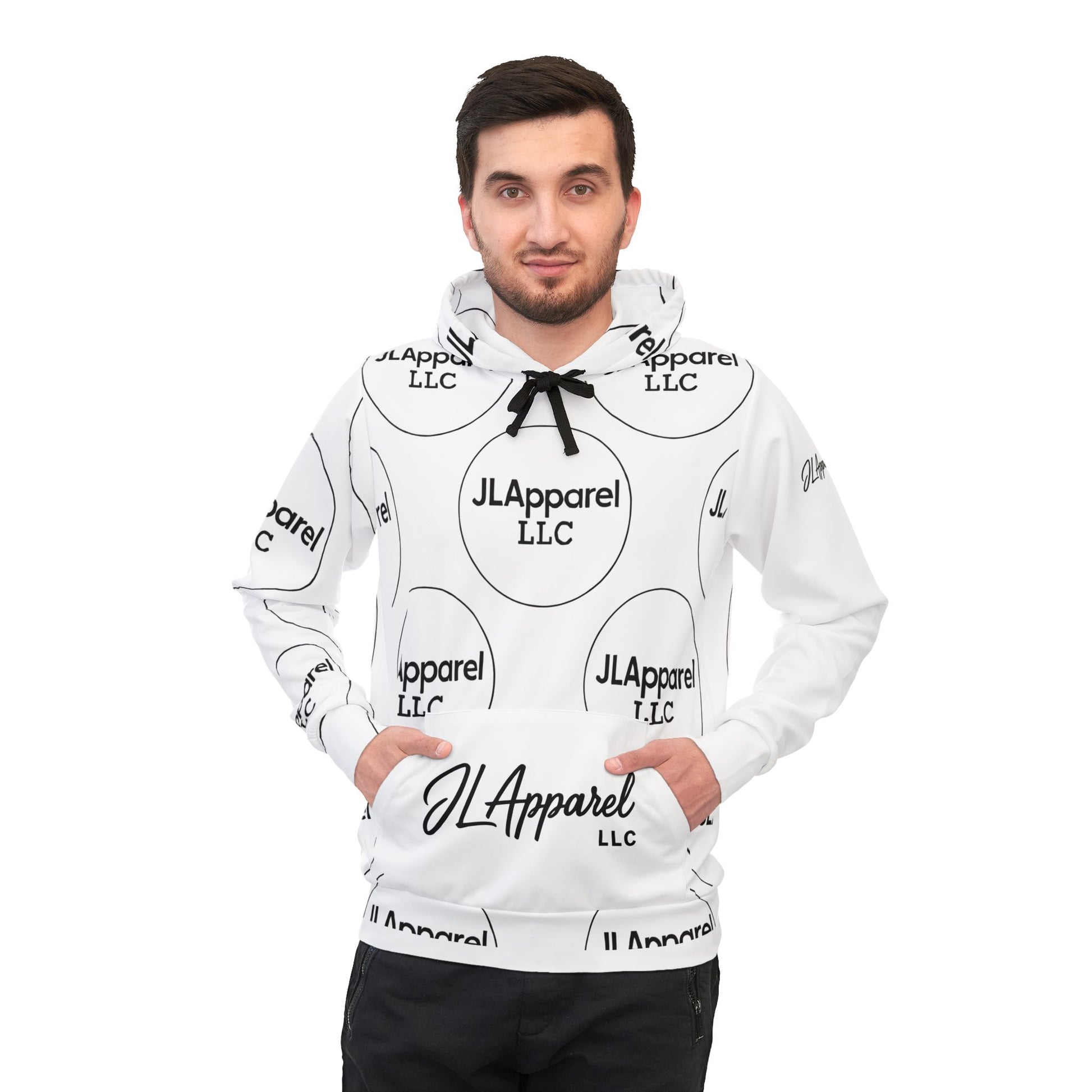 Athletic Hoodie with JLApparel Logo, Trendy Sportswear, Casual Outfit, Gift for Fitness Enthusiasts, Unisex Activewear