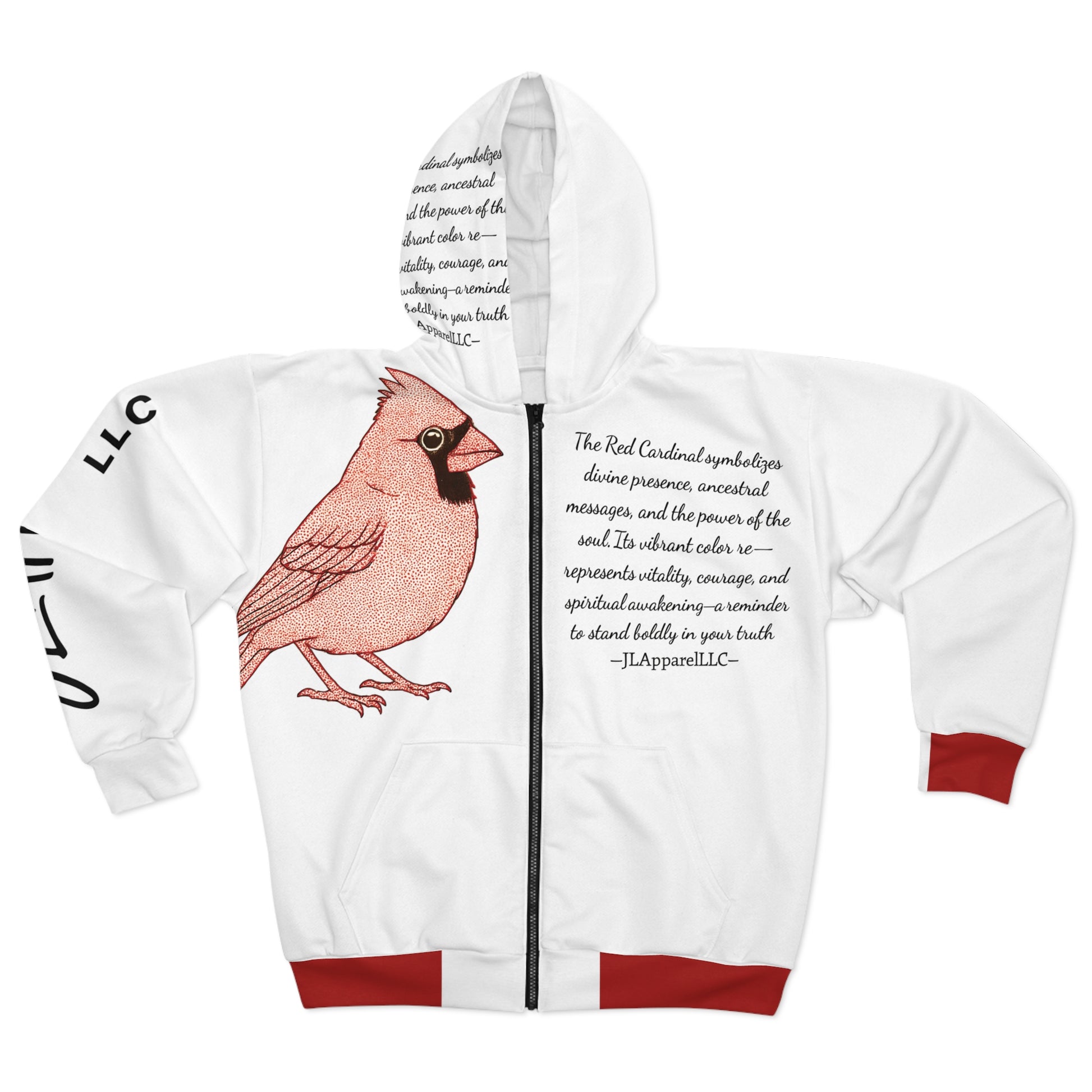 Unisex Zip Hoodie with Cardinal Design - Inspirational Philosophy, Spiritual Gift, Nature Lover's Apparel, Spring Fashion, Cozy Outerwear