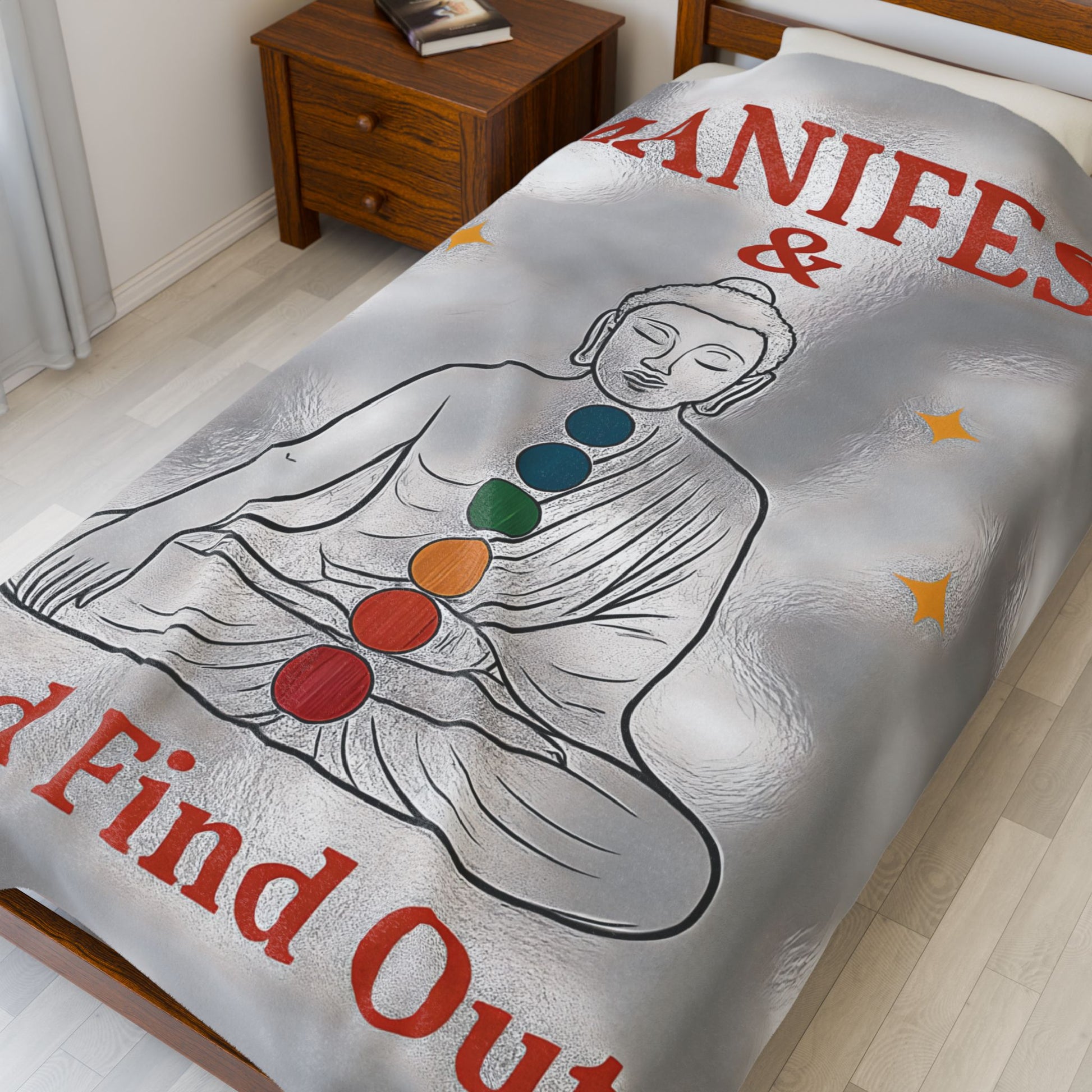 Buddha Manifestation Plush Blanket, Cozy Meditation Throw, Spiritual Home Decor, Inspirational Gift, Mindfulness Blanket