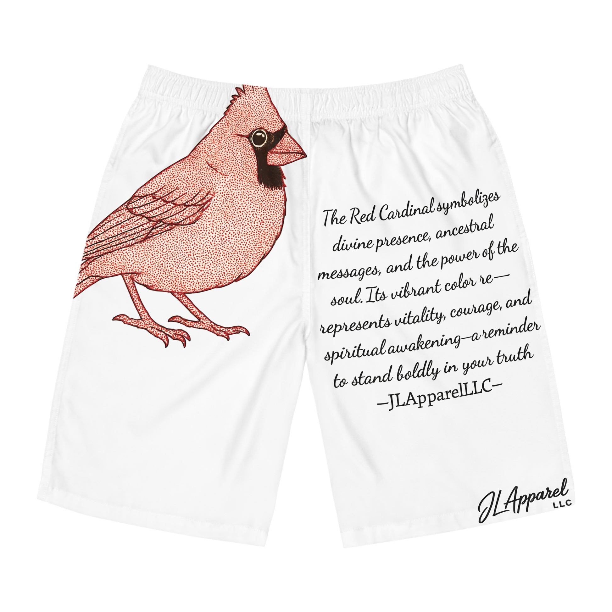 Vibrant Cardinal Print Board Shorts, Men's Swimwear, Summer Beachwear, Gift for Nature Lovers, Spiritual Symbolism, Father's Day Gift