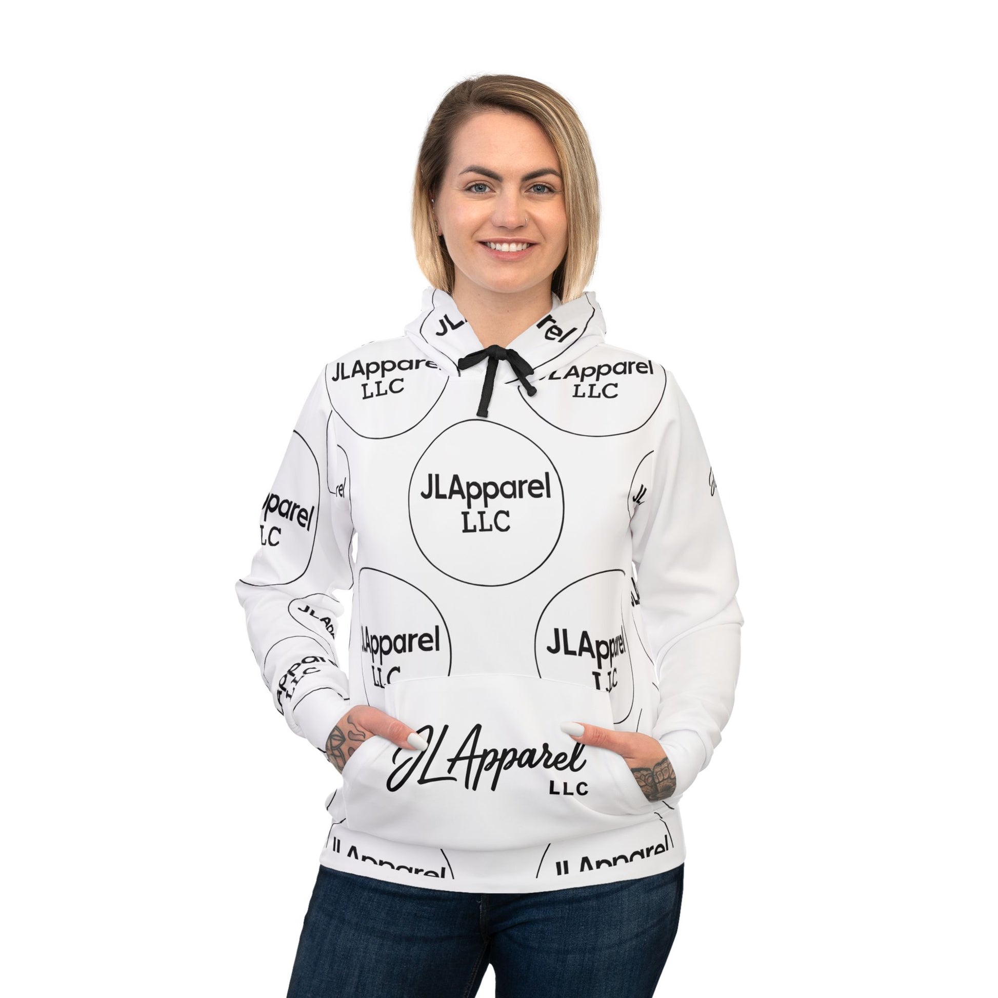 Athletic Hoodie with JLApparel Logo, Trendy Sportswear, Casual Outfit, Gift for Fitness Enthusiasts, Unisex Activewear