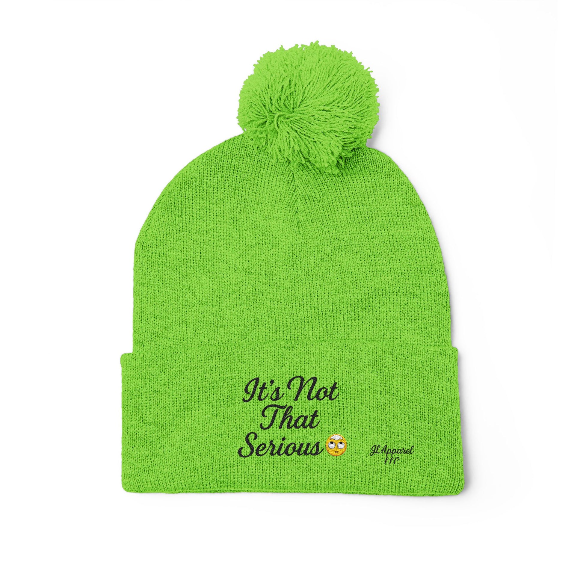 Cozy Pom-Pom Knit Cap - It's Not That Serious, Funny Winter Hat, Embroidered Beanie, Gift for Friends, Casual Style