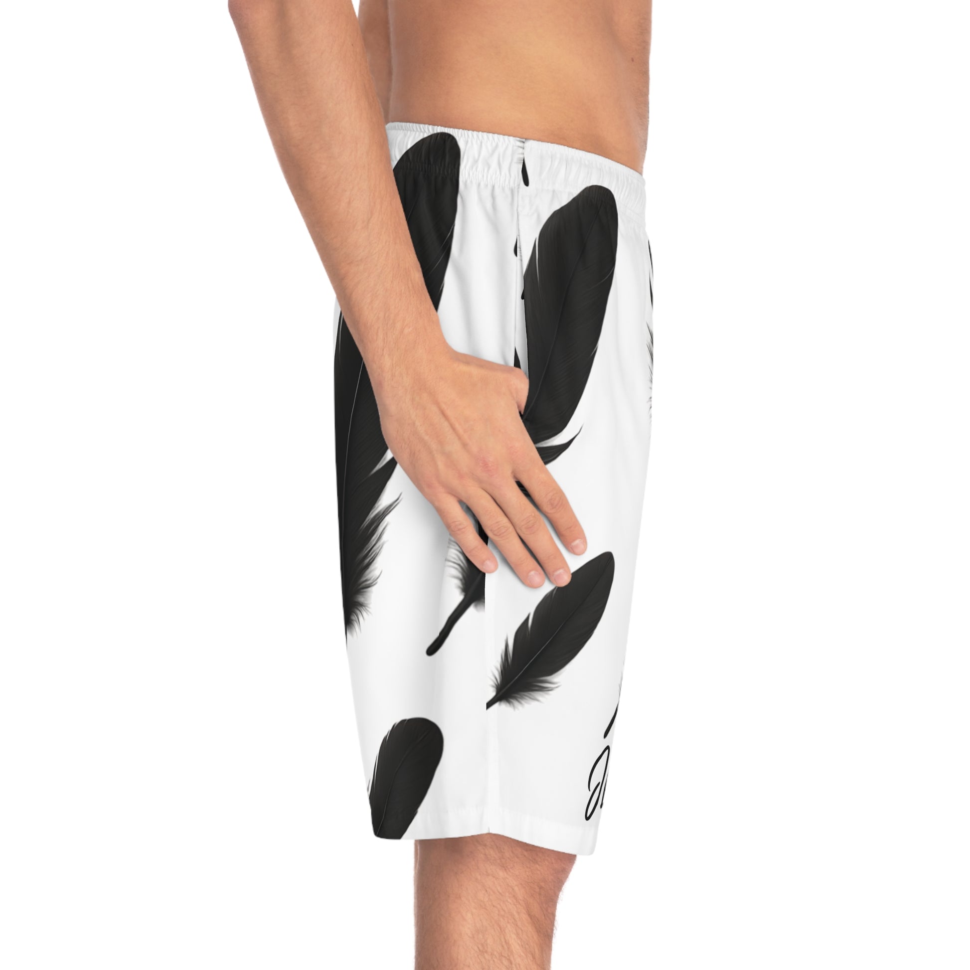 Feathered Men's Board Shorts - Stylish Summer Swim Trunks for Beach, Surfing, Pool Parties, Vacation Wear, and Casual Outings