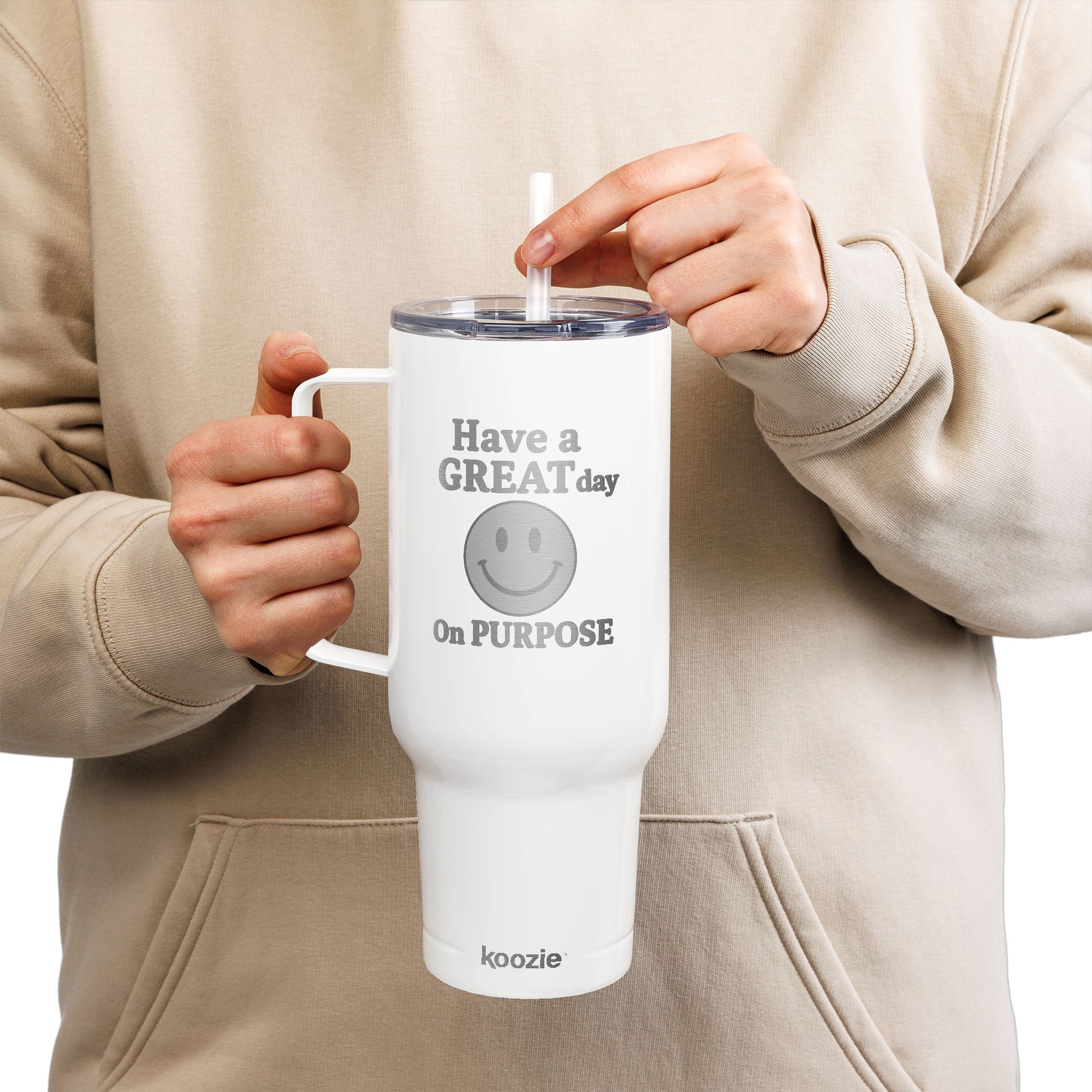Insulated Tumbler, 40oz Smile Engraved Travel Mug, Perfect for Gifts, Everyday Use, Office, Camping, Holidays