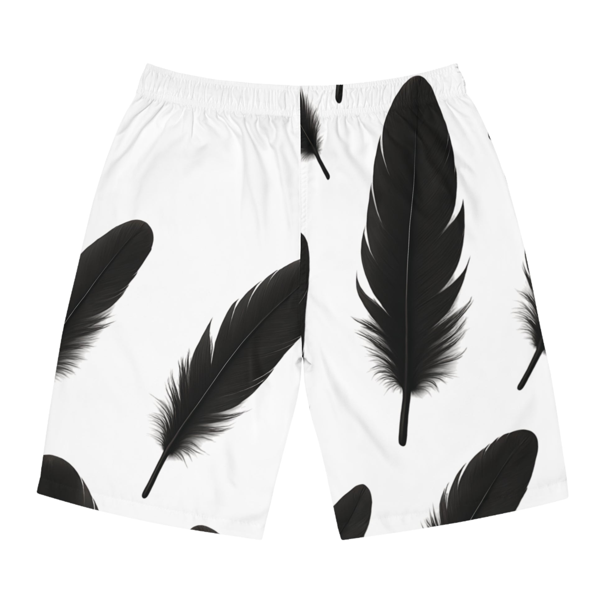 Feathered Men's Board Shorts - Stylish Summer Swim Trunks for Beach, Surfing, Pool Parties, Vacation Wear, and Casual Outings