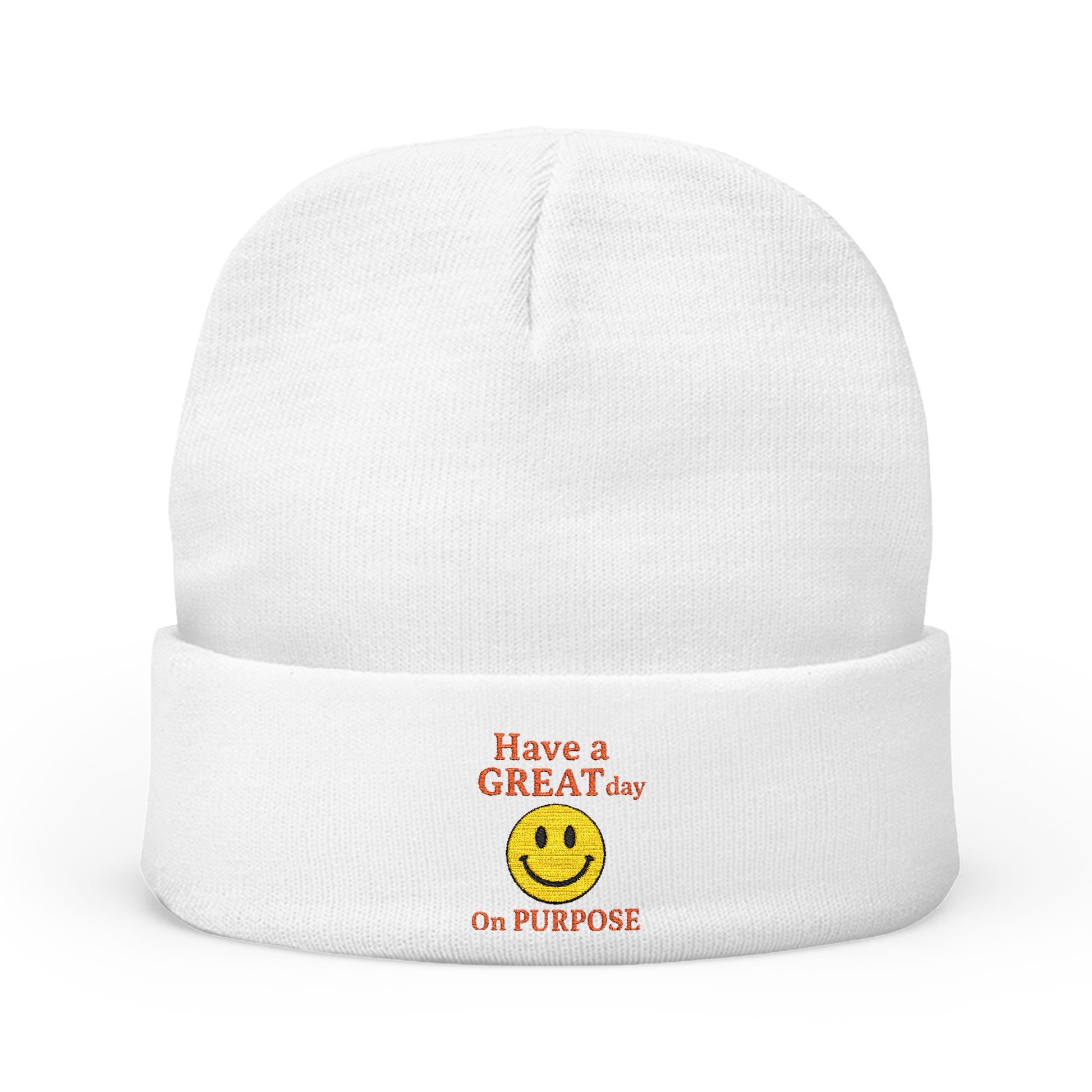Cheerful Smiley Knit Beanie, Cozy Winter Hat, Casual Accessory, Gift for Him/Her, Fun Embroidered Headwear