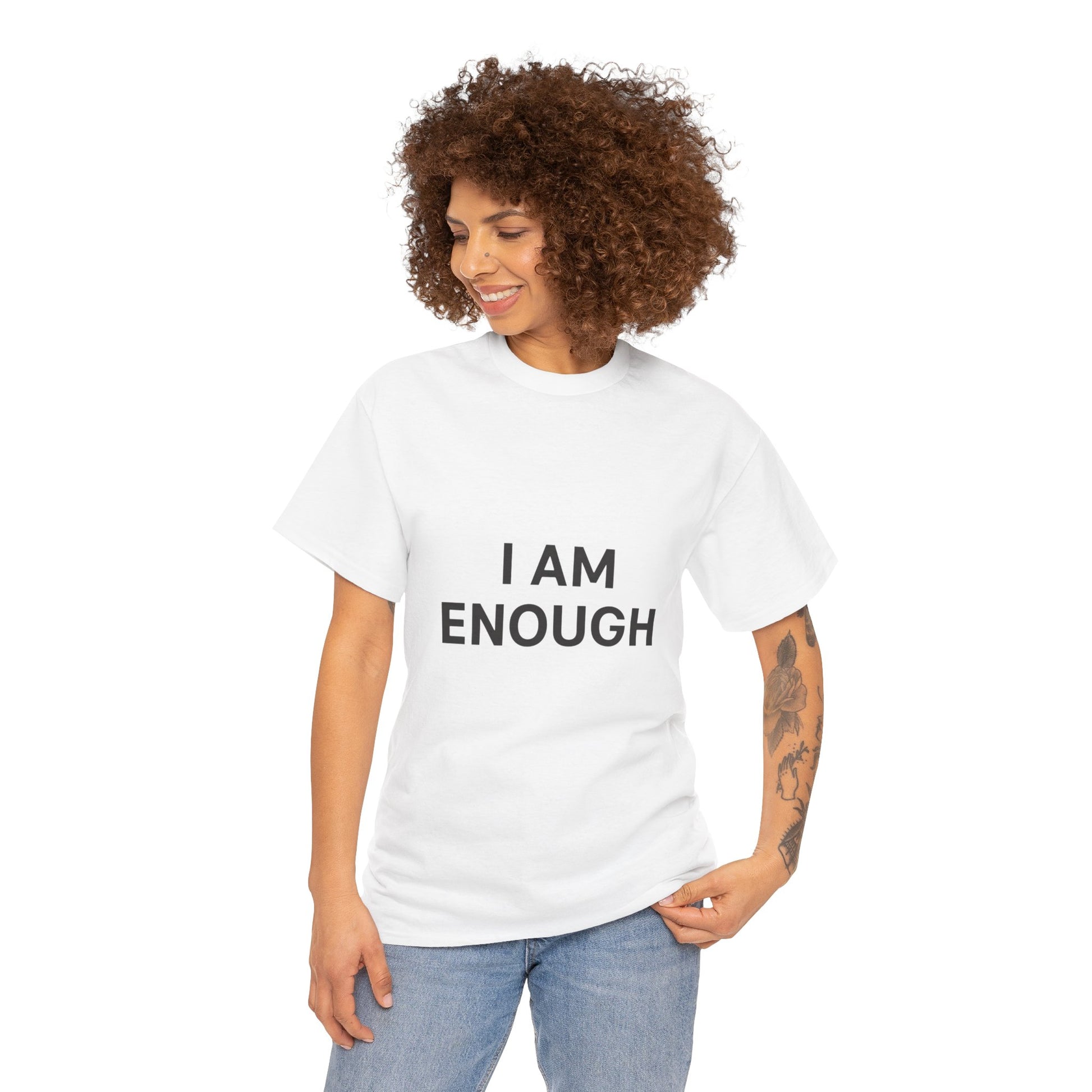 Empowering Unisex Heavy Cotton Tee - I Am Enough, Affirmation Shirt, Motivational T-Shirt, Gift for Self-Love, Casual Everyday Tee
