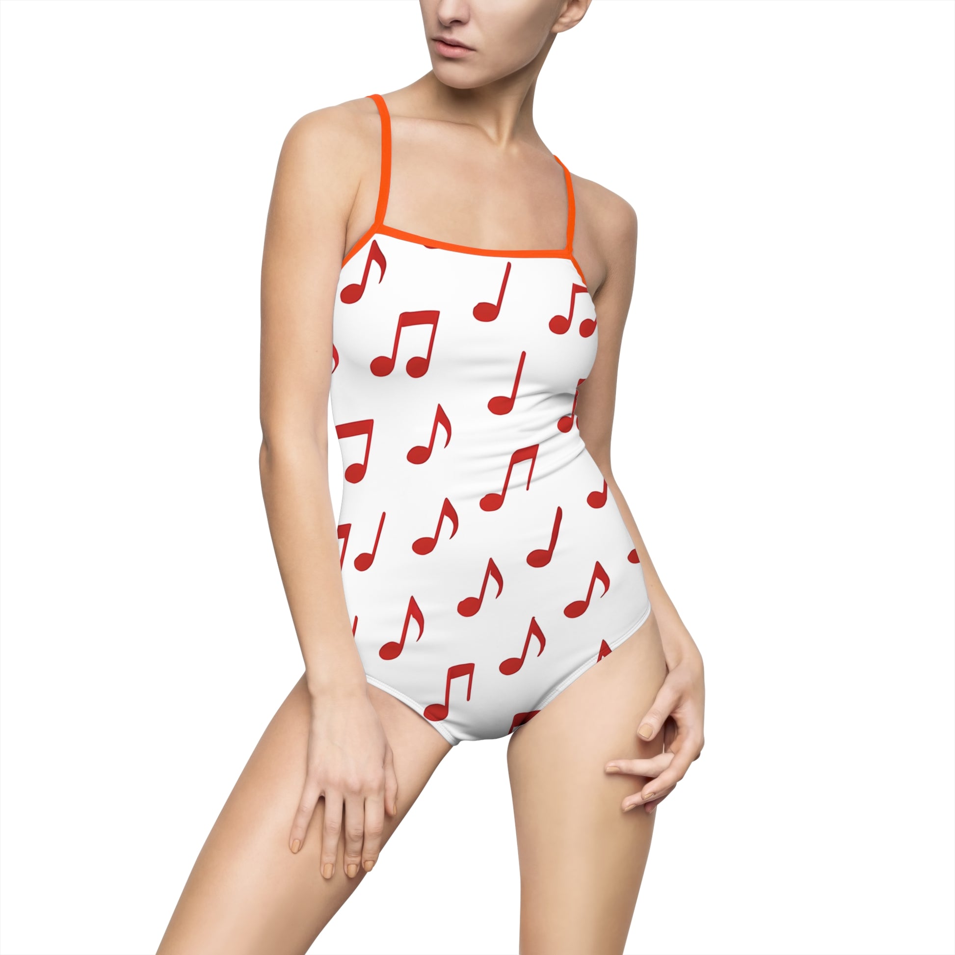 Musical Notes Women's One-Piece Swimsuit, Summer Beachwear, Music Lover Swimwear, Pool Party Outfit, Gift for Musicians