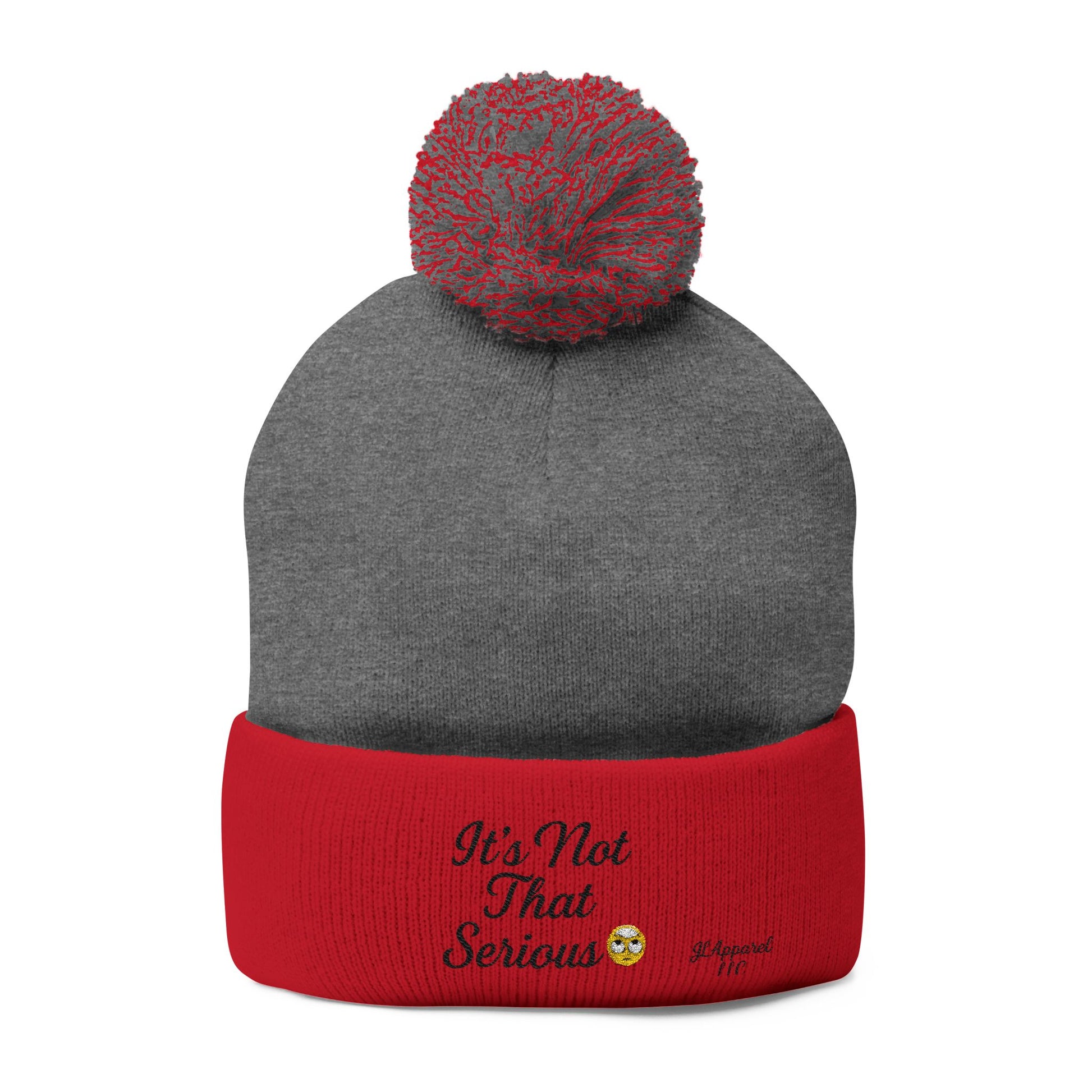 Cozy Pom-Pom Knit Cap - It's Not That Serious, Funny Winter Hat, Embroidered Beanie, Gift for Friends, Casual Style