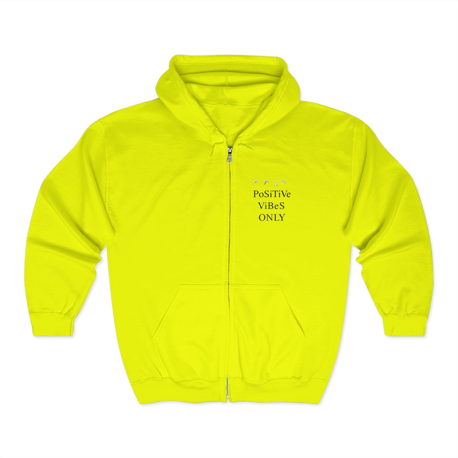 Positive Vibes Zip Hoodie, Unisex Hooded Sweatshirt for Relaxation, Gift for Friends, Casual Wear, Comfortable Layering