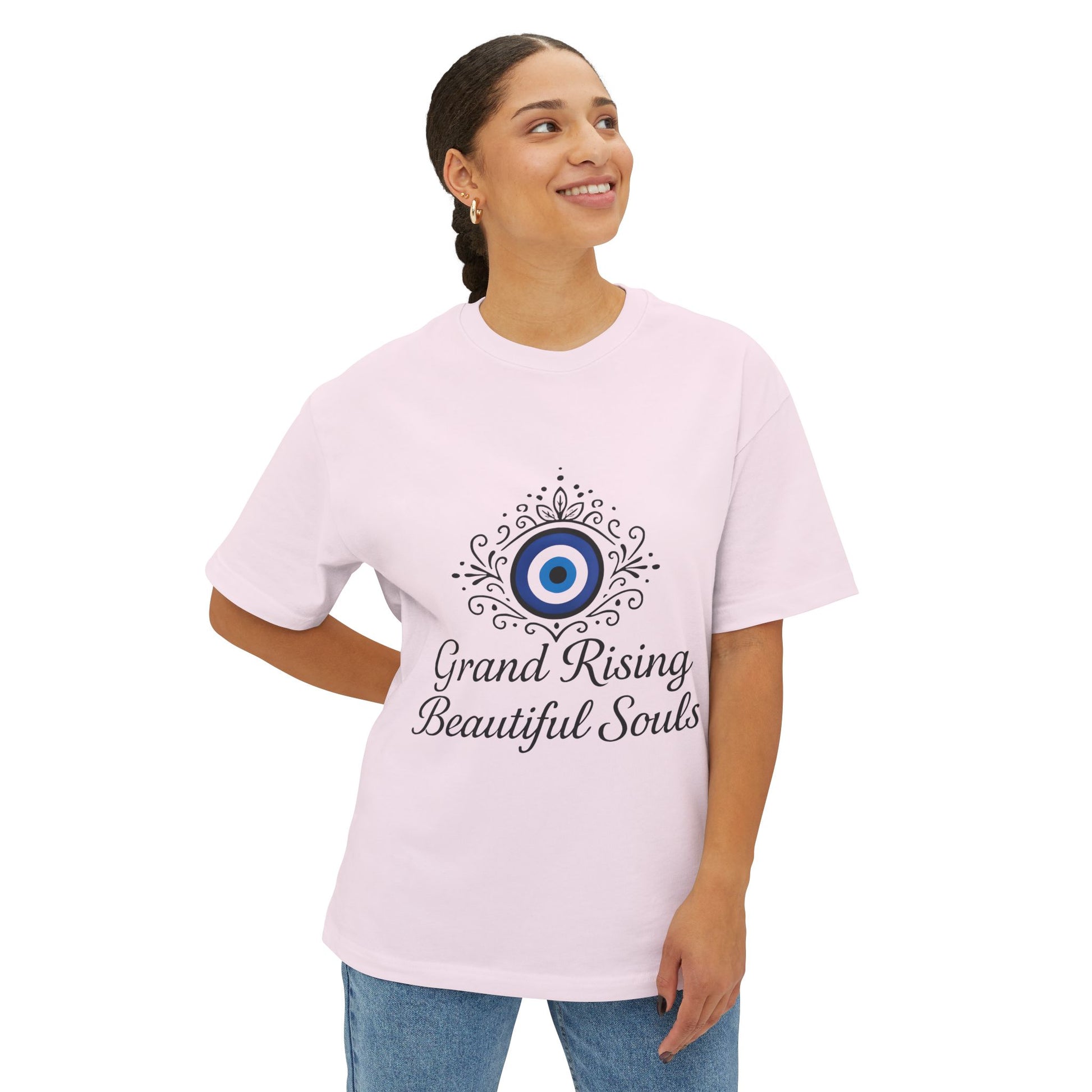 Grand Rising Unisex Oversized Boxy Tee with Eye Design, Spiritual T-Shirt, Positive Vibes Apparel, Gift for Soul Seekers, Relaxed Fit Shirt