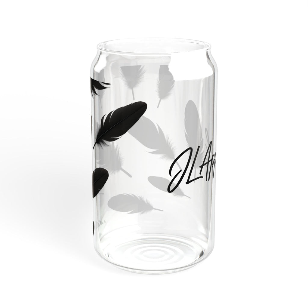 Feather Design Sipper Glass - Stylish Drinking Jar, Eco-Friendly Beverage Container, Perfect Gift for Home, Parties, and Events