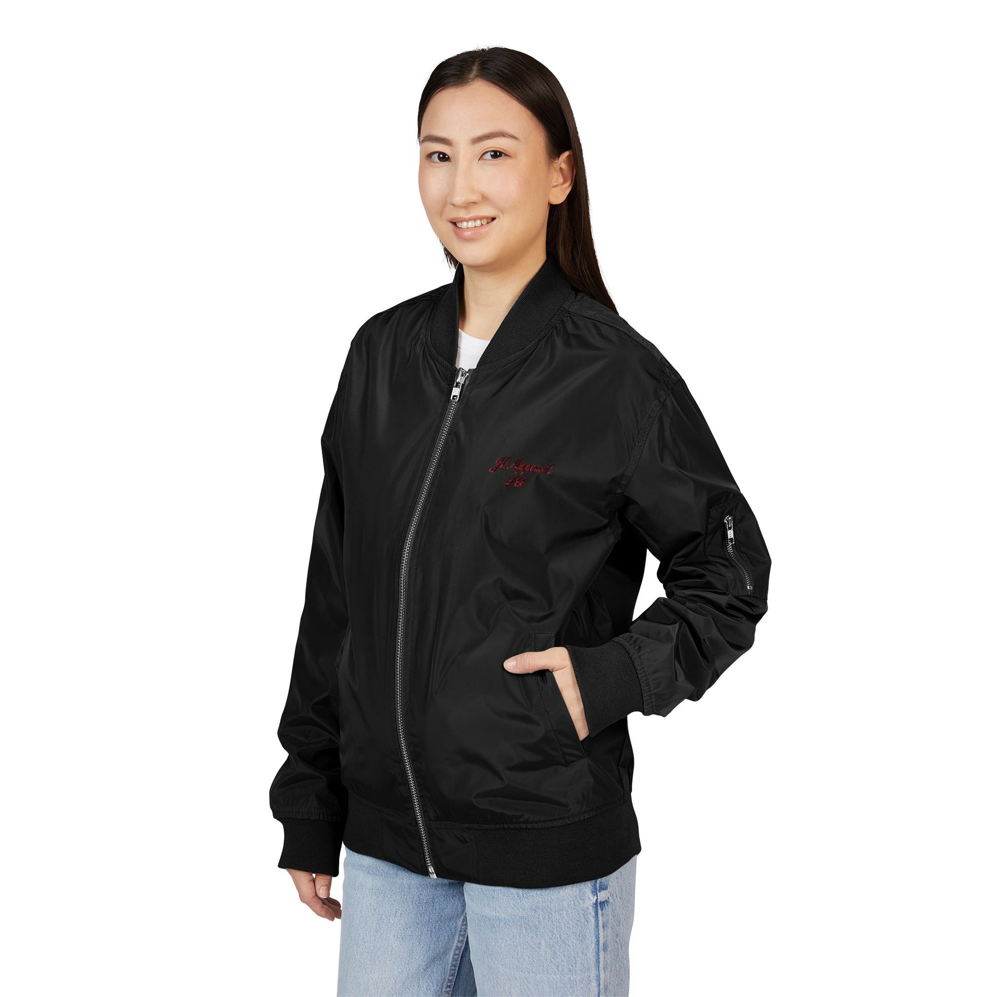 Eco-Friendly Embroidered Bomber Jacket, Sustainable Fashion, Gift for Him/Her, Streetwear Style, Perfect for Recycled Fashion Lovers