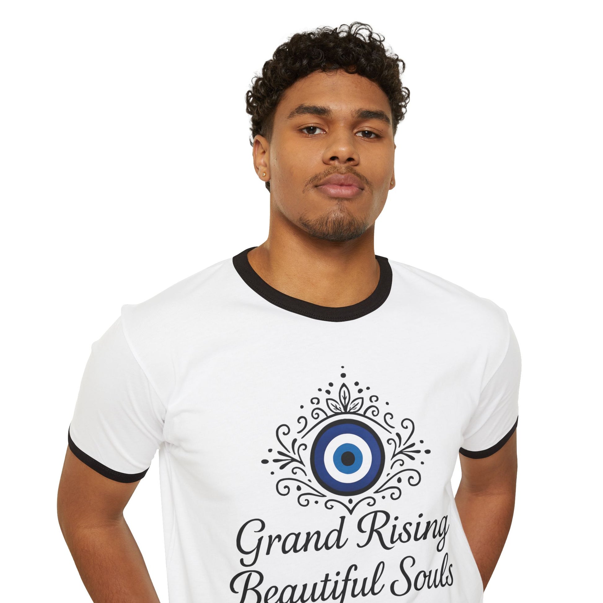Grand Rising Beautiful Souls Ringer T-Shirt, Unisex Tee, Spiritual Apparel, Casual Wear, Gift for New Age Enthusiasts