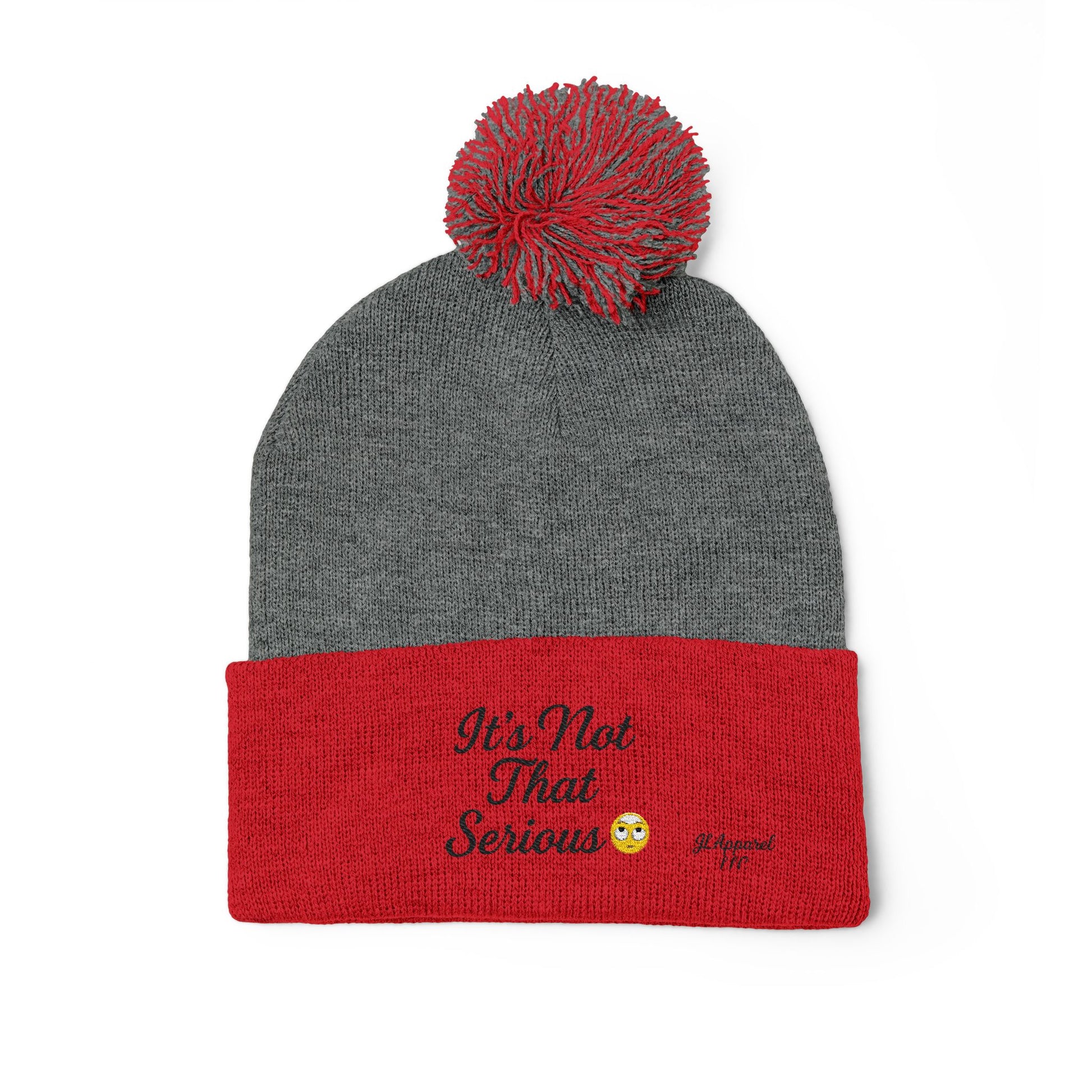 Cozy Pom-Pom Knit Cap - It's Not That Serious, Funny Winter Hat, Embroidered Beanie, Gift for Friends, Casual Style