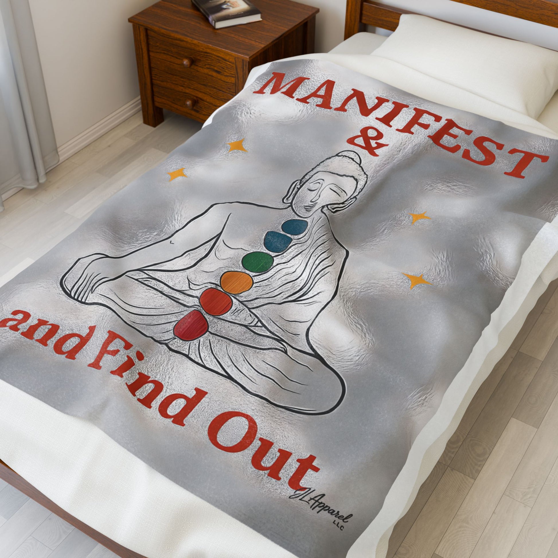 Buddha Manifestation Plush Blanket, Cozy Meditation Throw, Spiritual Home Decor, Inspirational Gift, Mindfulness Blanket