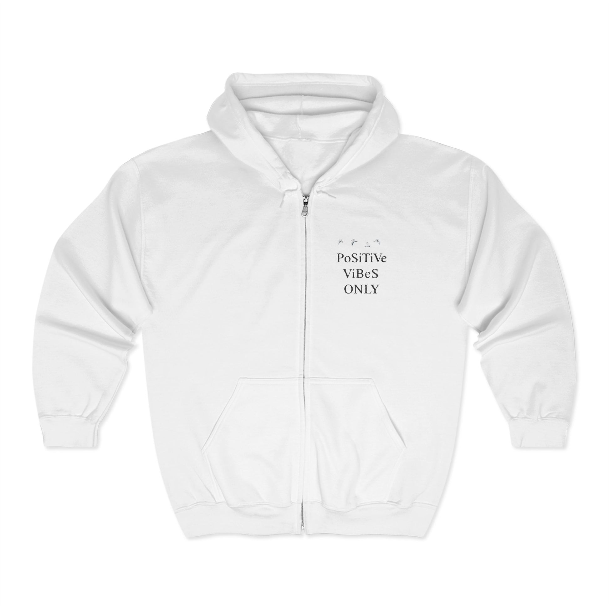 Positive Vibes Zip Hoodie, Unisex Hooded Sweatshirt for Relaxation, Gift for Friends, Casual Wear, Comfortable Layering