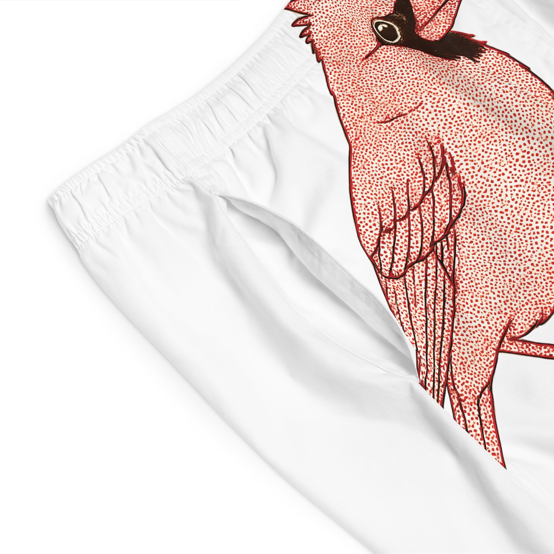 Vibrant Cardinal Print Board Shorts, Men's Swimwear, Summer Beachwear, Gift for Nature Lovers, Spiritual Symbolism, Father's Day Gift