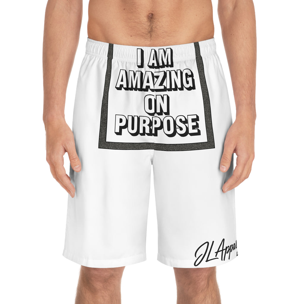Stylish Men's Board Shorts with Positive Vibes - Perfect for Summer, Beach, Pool Days, Gifts for Him, Fun Swimwear, Vacation Gear