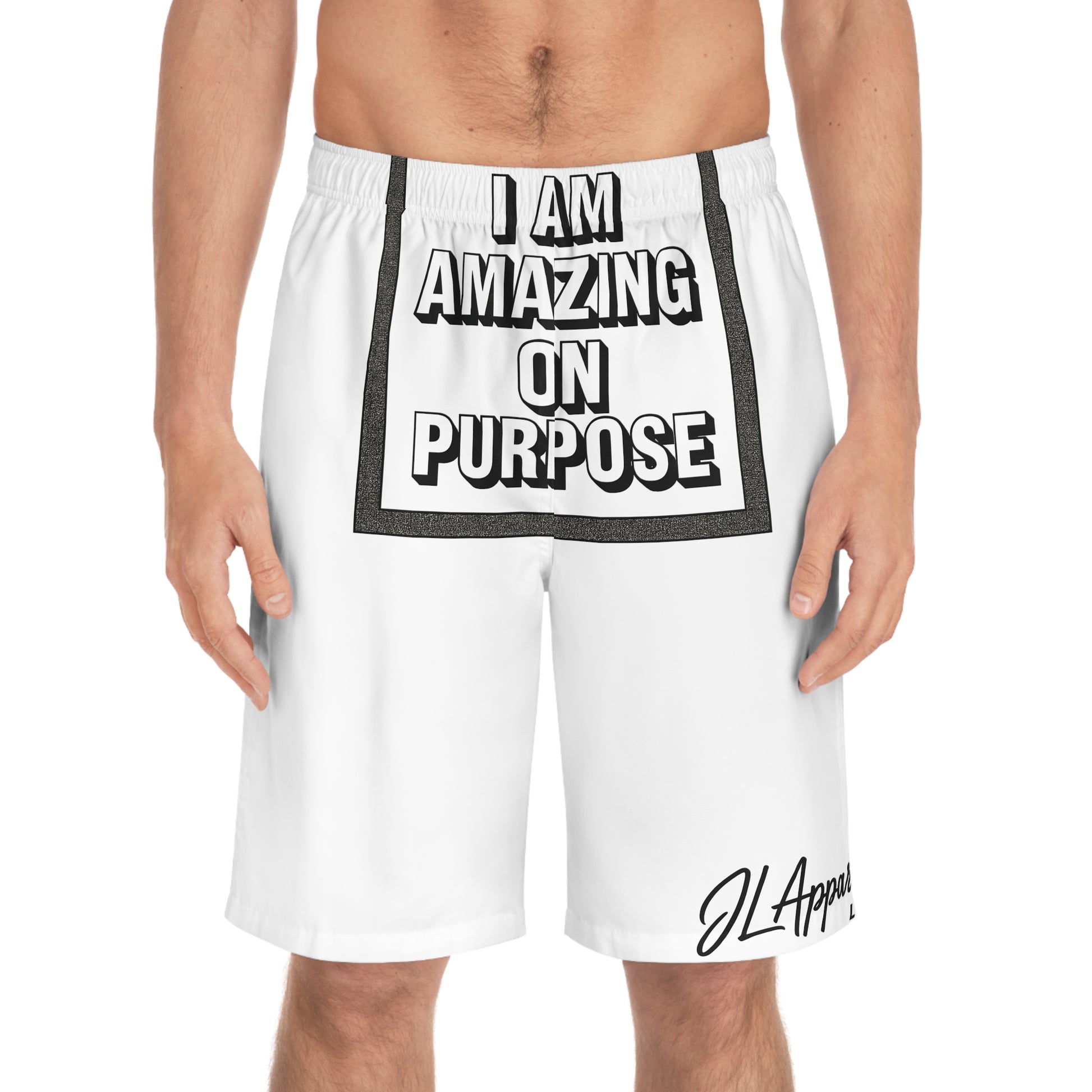 Stylish Men's Board Shorts with Positive Vibes - Perfect for Summer, Beach, Pool Days, Gifts for Him, Fun Swimwear, Vacation Gear