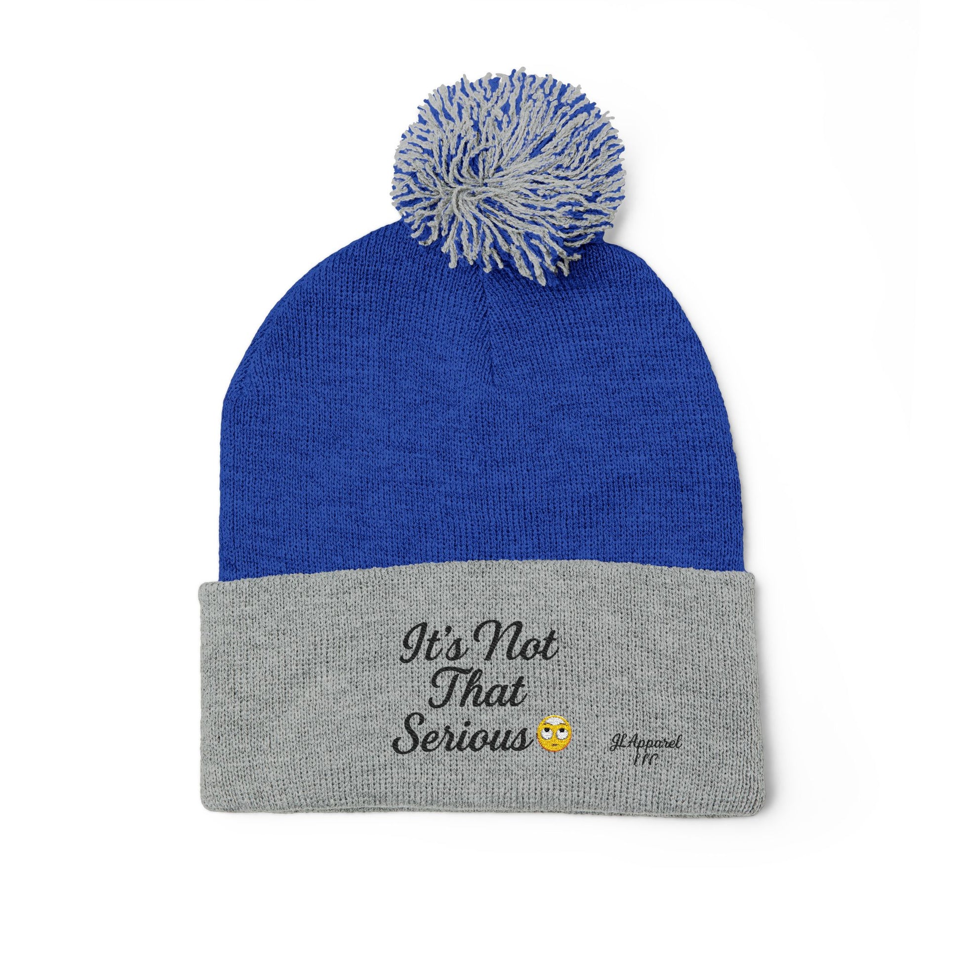Cozy Pom-Pom Knit Cap - It's Not That Serious, Funny Winter Hat, Embroidered Beanie, Gift for Friends, Casual Style