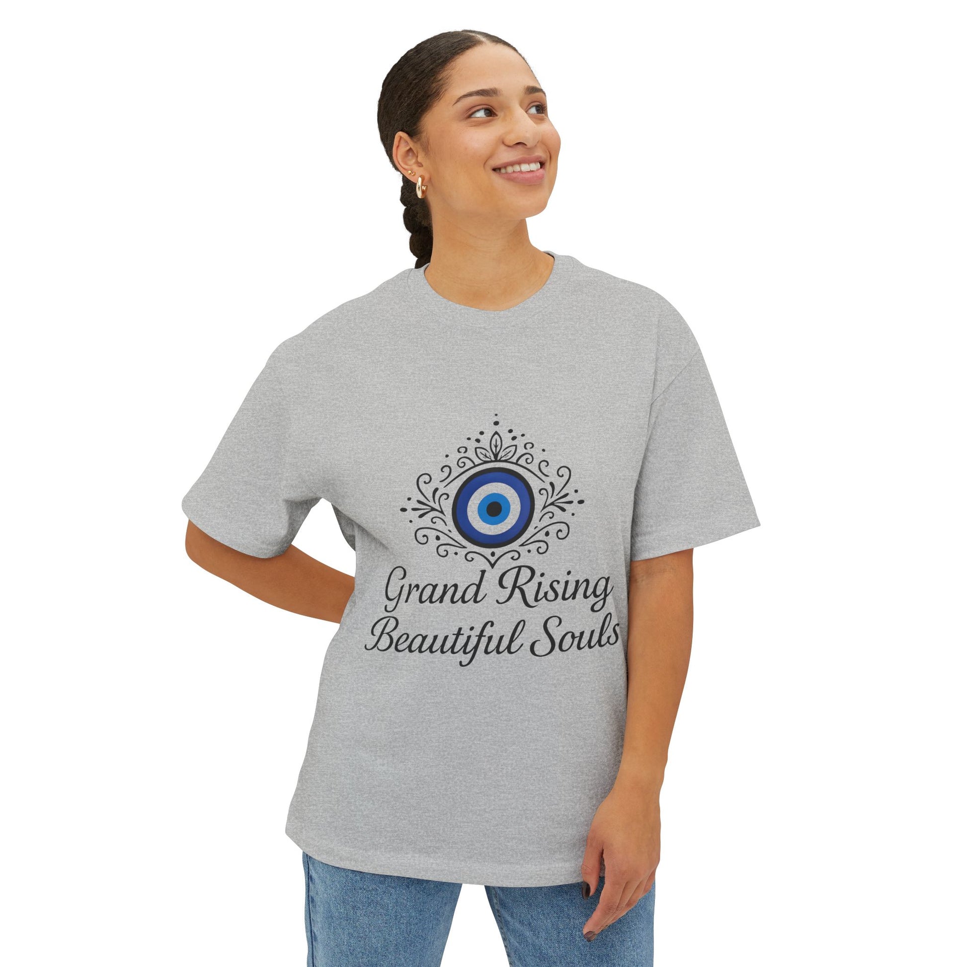 Grand Rising Unisex Oversized Boxy Tee with Eye Design, Spiritual T-Shirt, Positive Vibes Apparel, Gift for Soul Seekers, Relaxed Fit Shirt