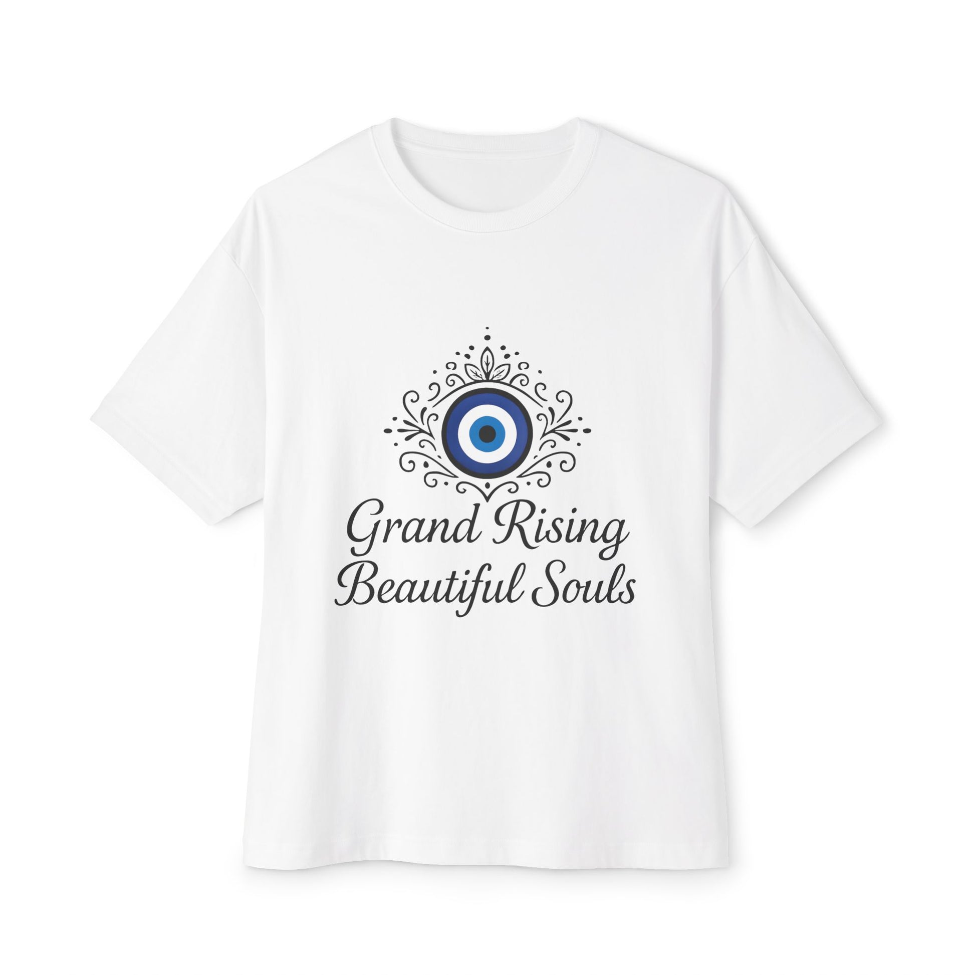 Grand Rising Unisex Oversized Boxy Tee with Eye Design, Spiritual T-Shirt, Positive Vibes Apparel, Gift for Soul Seekers, Relaxed Fit Shirt