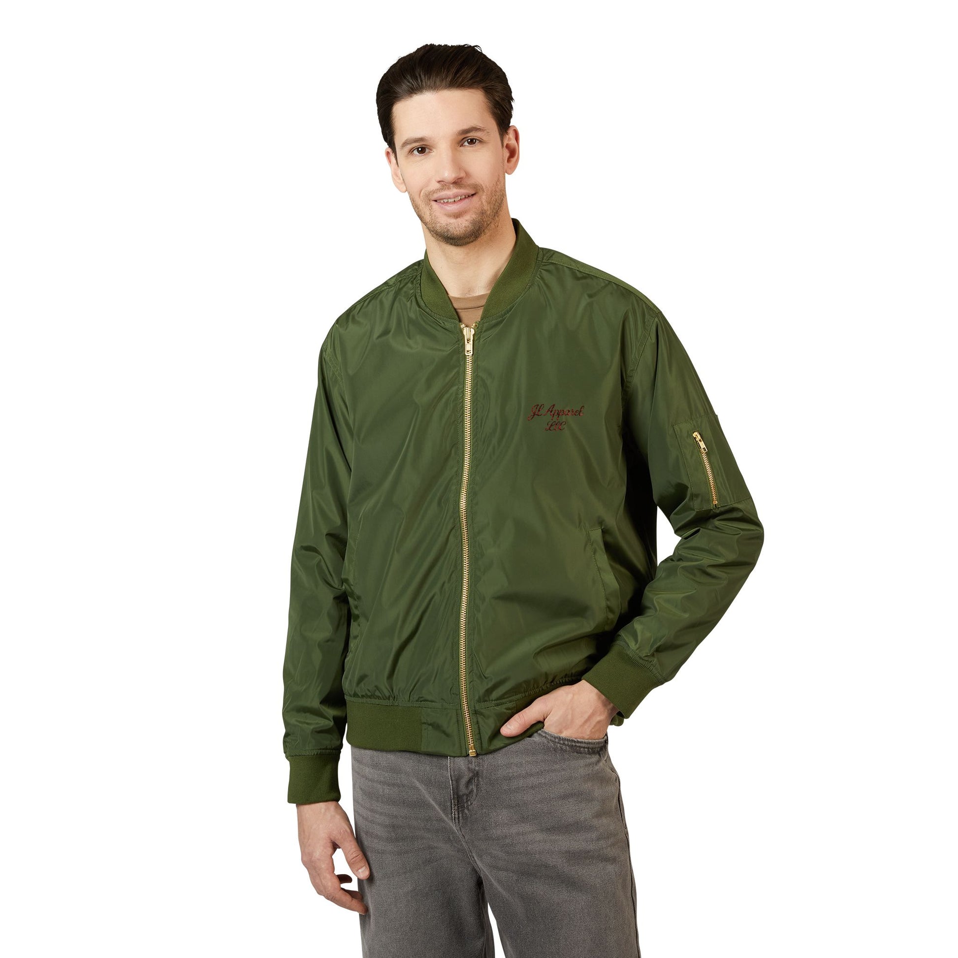 Eco-Friendly Embroidered Bomber Jacket, Sustainable Fashion, Gift for Him/Her, Streetwear Style, Perfect for Recycled Fashion Lovers