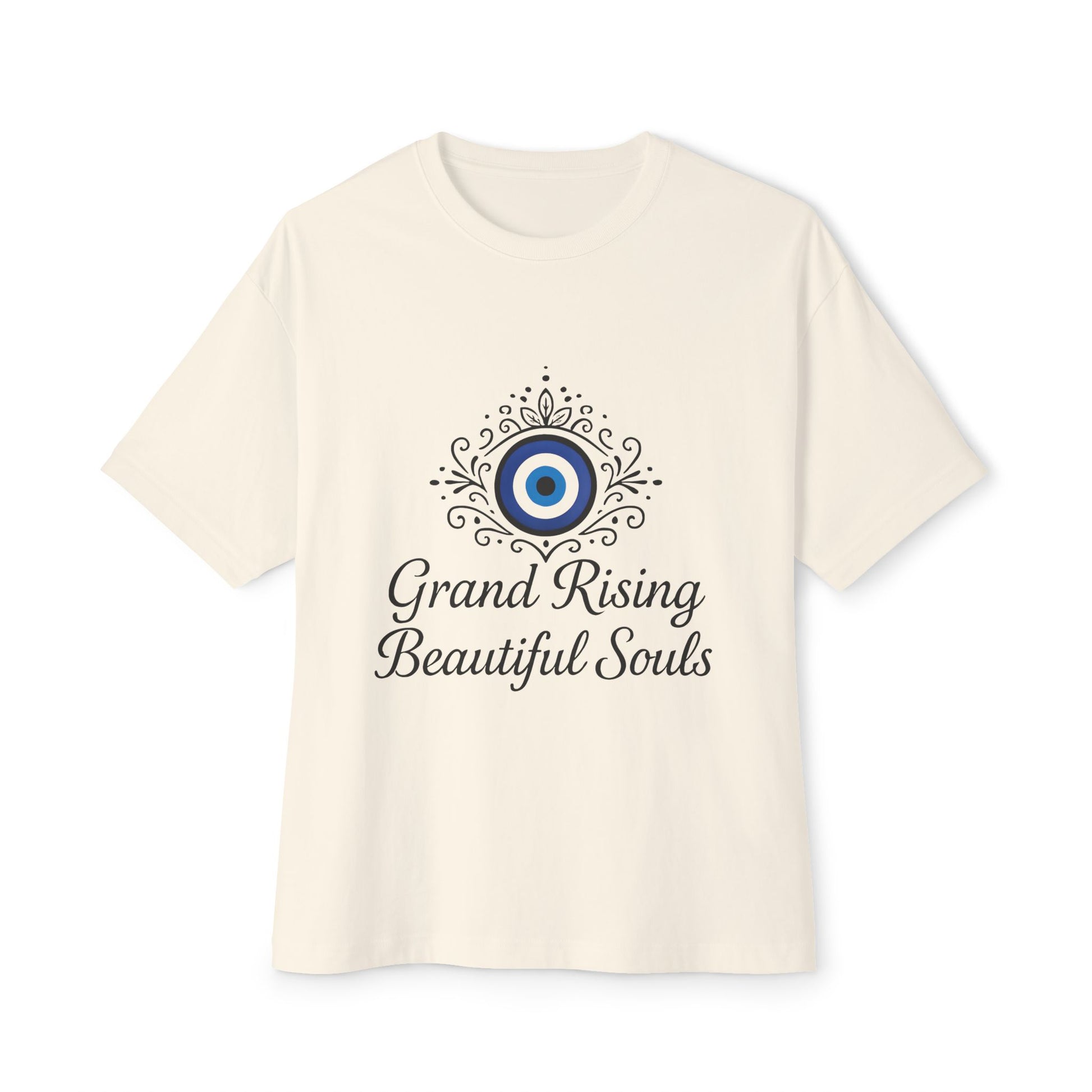 Grand Rising Unisex Oversized Boxy Tee with Eye Design, Spiritual T-Shirt, Positive Vibes Apparel, Gift for Soul Seekers, Relaxed Fit Shirt