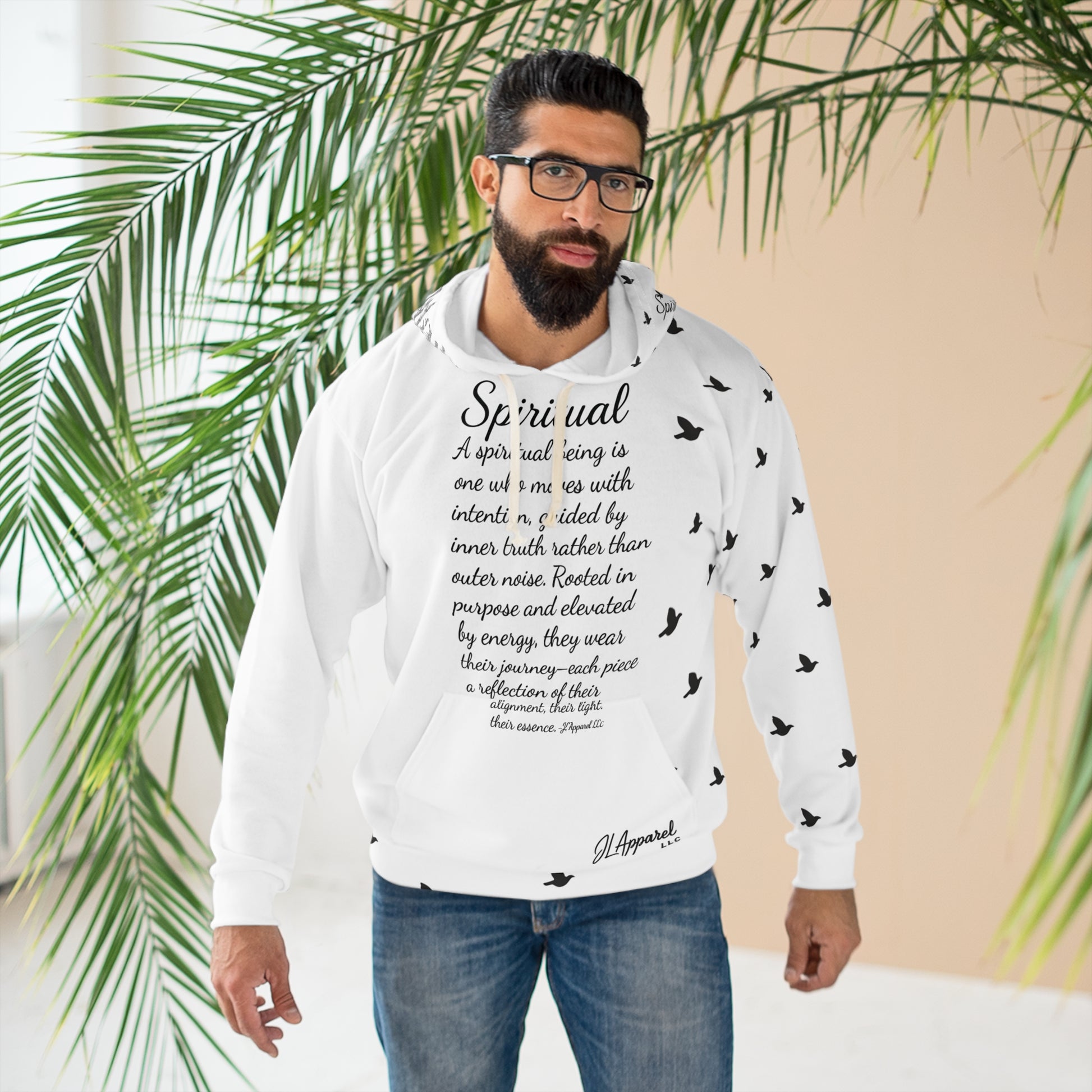 Spiritual Journey Hoodie, Unisex Spiritual Hoodie, AOP Pullover, Mindfulness Apparel, Gift for Yogis, Cozy Spiritualwear