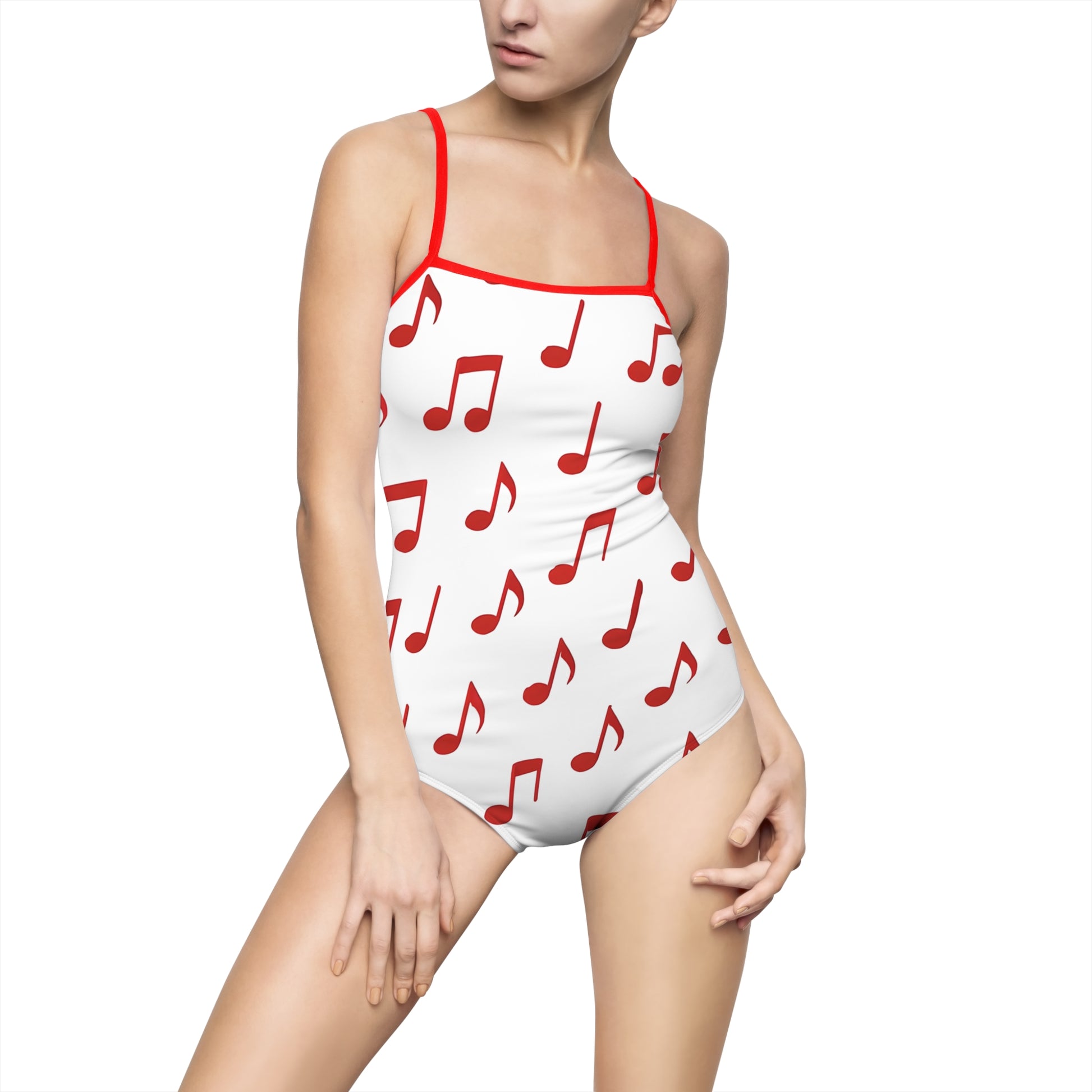 Musical Notes Women's One-Piece Swimsuit, Summer Beachwear, Music Lover Swimwear, Pool Party Outfit, Gift for Musicians