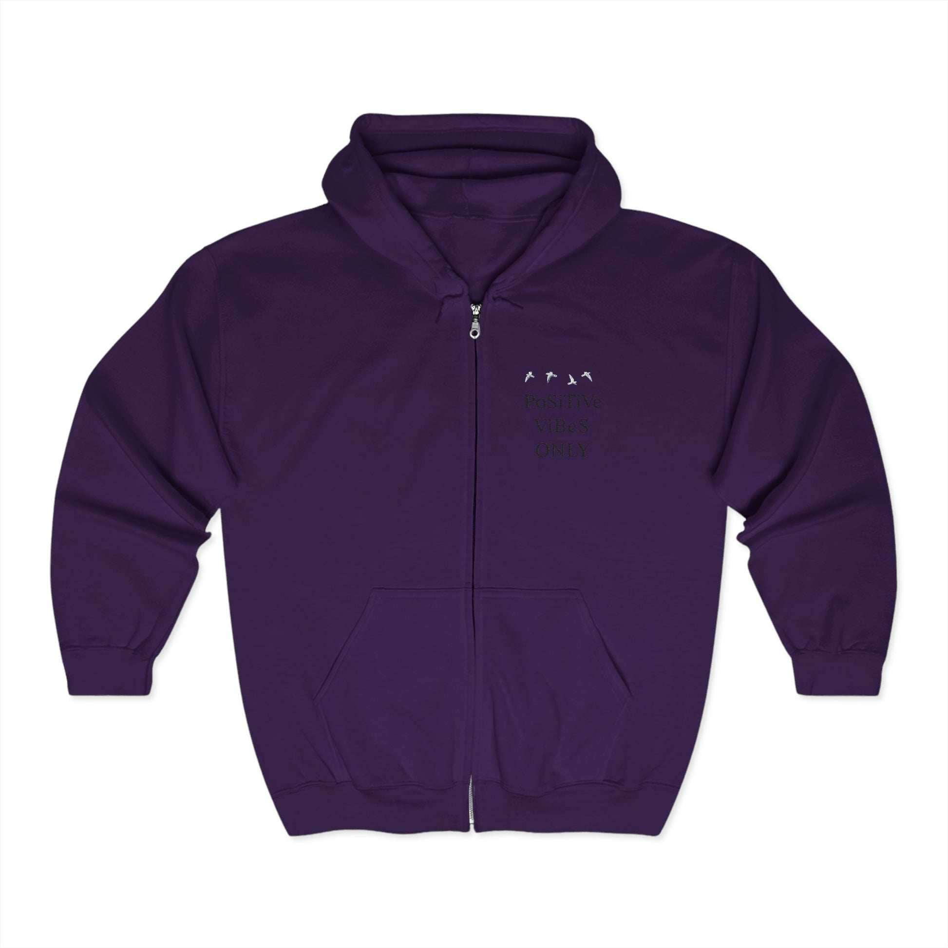 Positive Vibes Zip Hoodie, Unisex Hooded Sweatshirt for Relaxation, Gift for Friends, Casual Wear, Comfortable Layering