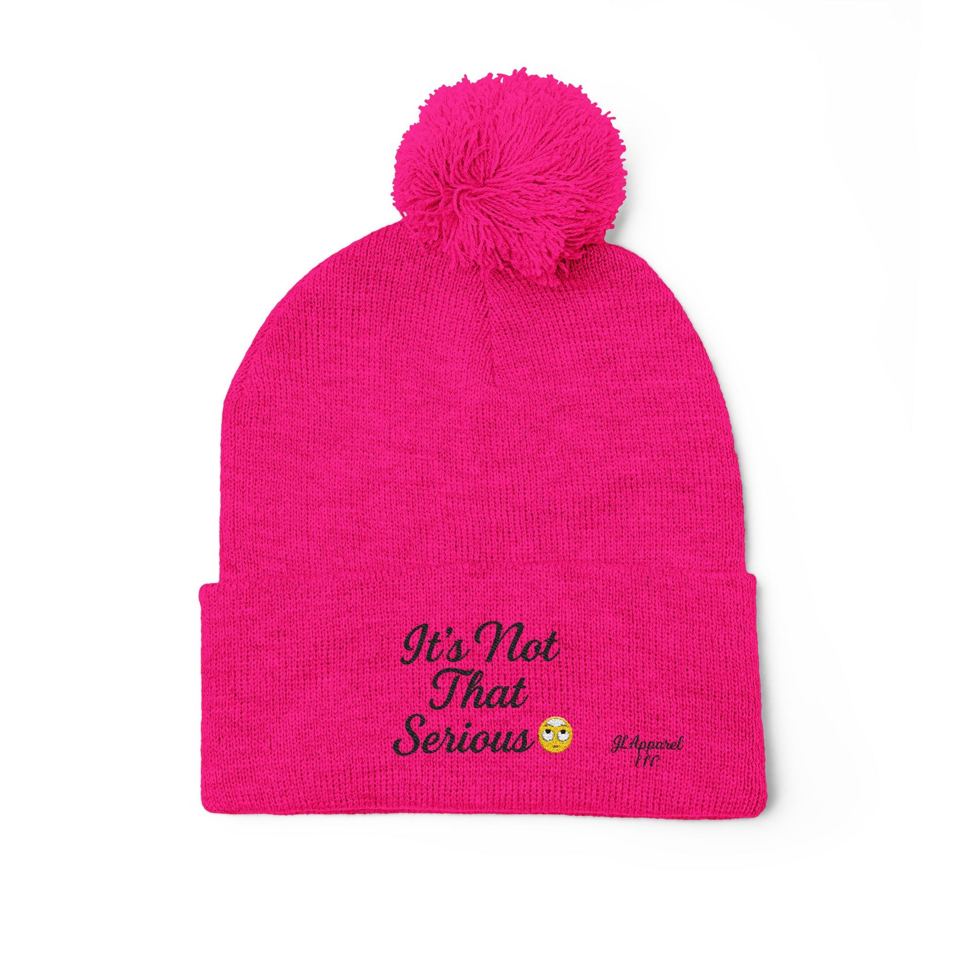 Cozy Pom-Pom Knit Cap - It's Not That Serious, Funny Winter Hat, Embroidered Beanie, Gift for Friends, Casual Style