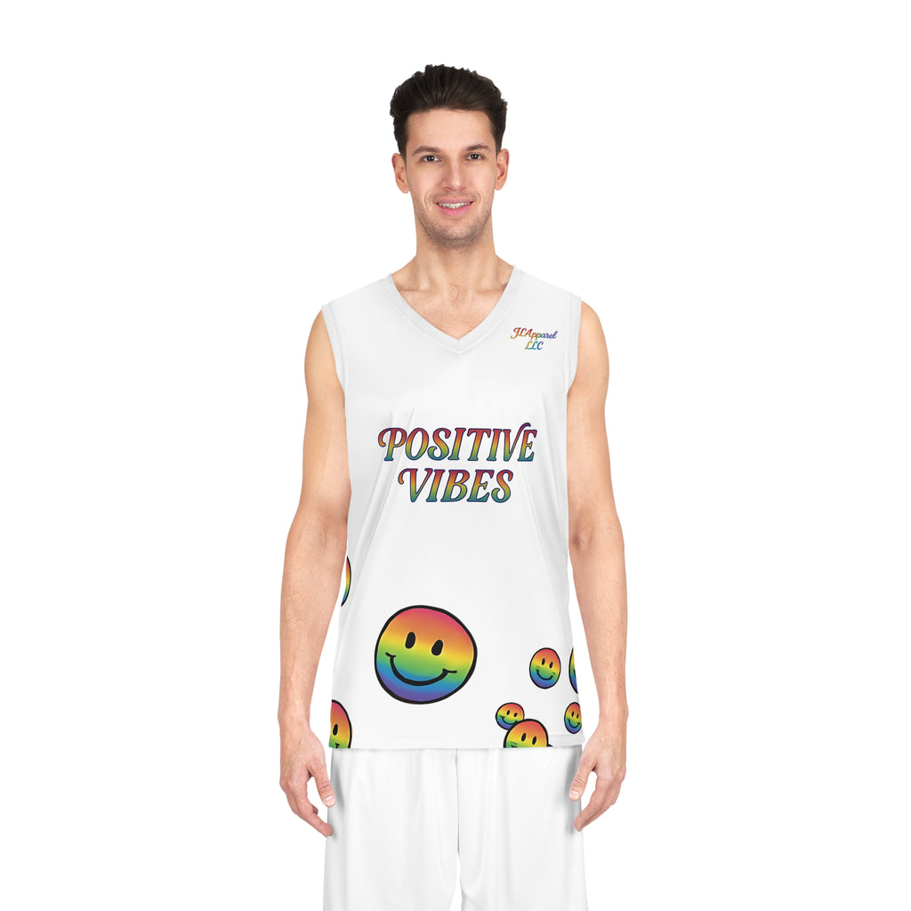 Positive Vibes Basketball Jersey, Retro Sports Tank Top, Fun Athletic Wear, Streetwear, Gift for Sports Lovers, Summer Essentials
