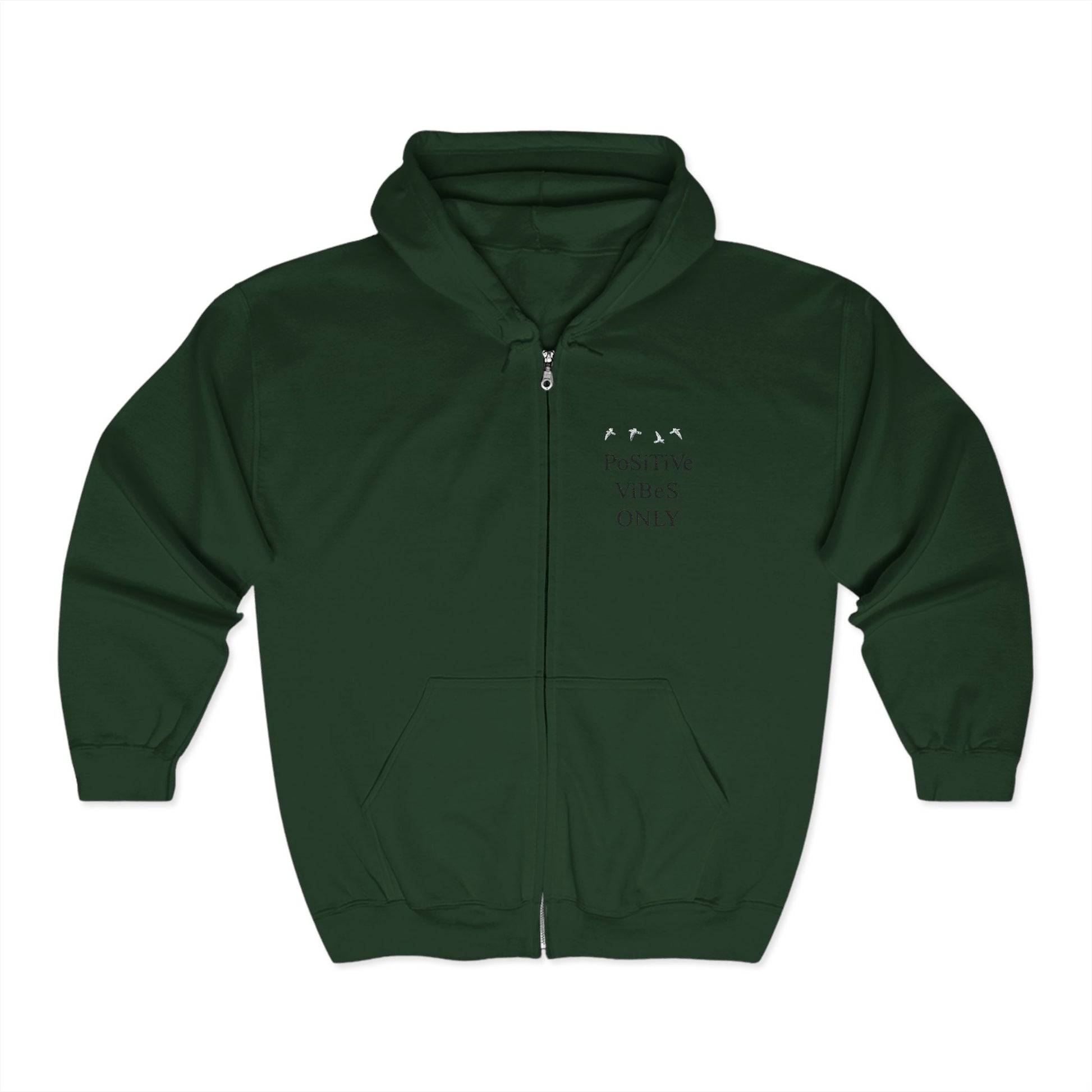Positive Vibes Zip Hoodie, Unisex Hooded Sweatshirt for Relaxation, Gift for Friends, Casual Wear, Comfortable Layering