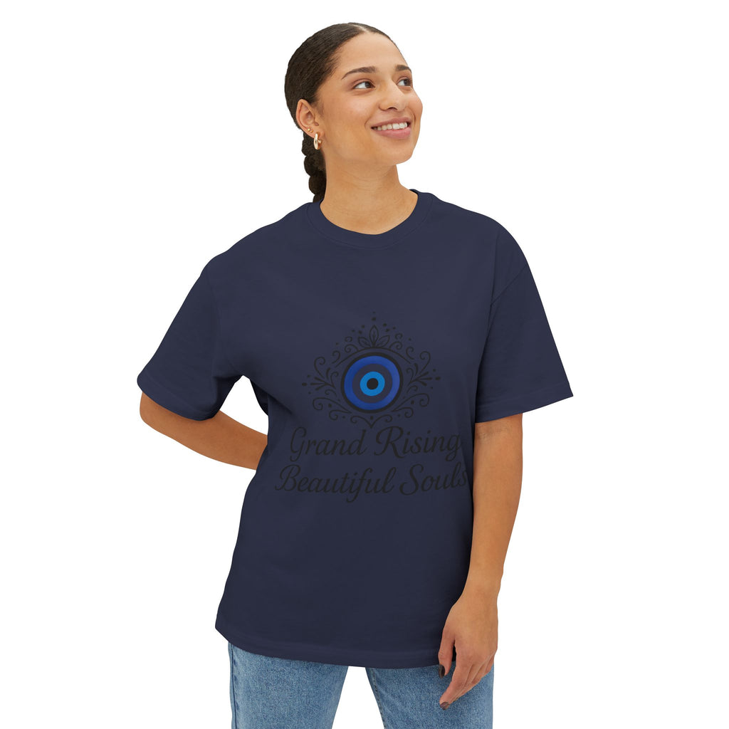 Grand Rising Unisex Oversized Boxy Tee with Eye Design, Spiritual T-Shirt, Positive Vibes Apparel, Gift for Soul Seekers, Relaxed Fit Shirt