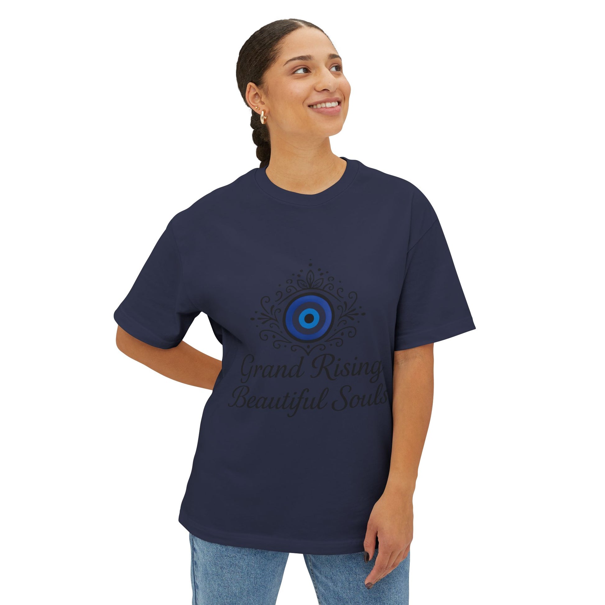 Grand Rising Unisex Oversized Boxy Tee with Eye Design, Spiritual T-Shirt, Positive Vibes Apparel, Gift for Soul Seekers, Relaxed Fit Shirt