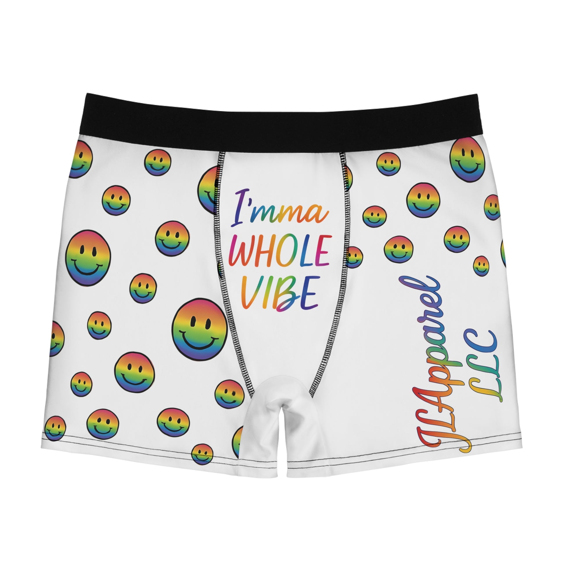 Colorful Vibe Men's Boxer Briefs, Fun Underwear, Rainbow Smiley Boxers, LGBTQ+ Pride, Cute Men's Fashion, Gift for Him