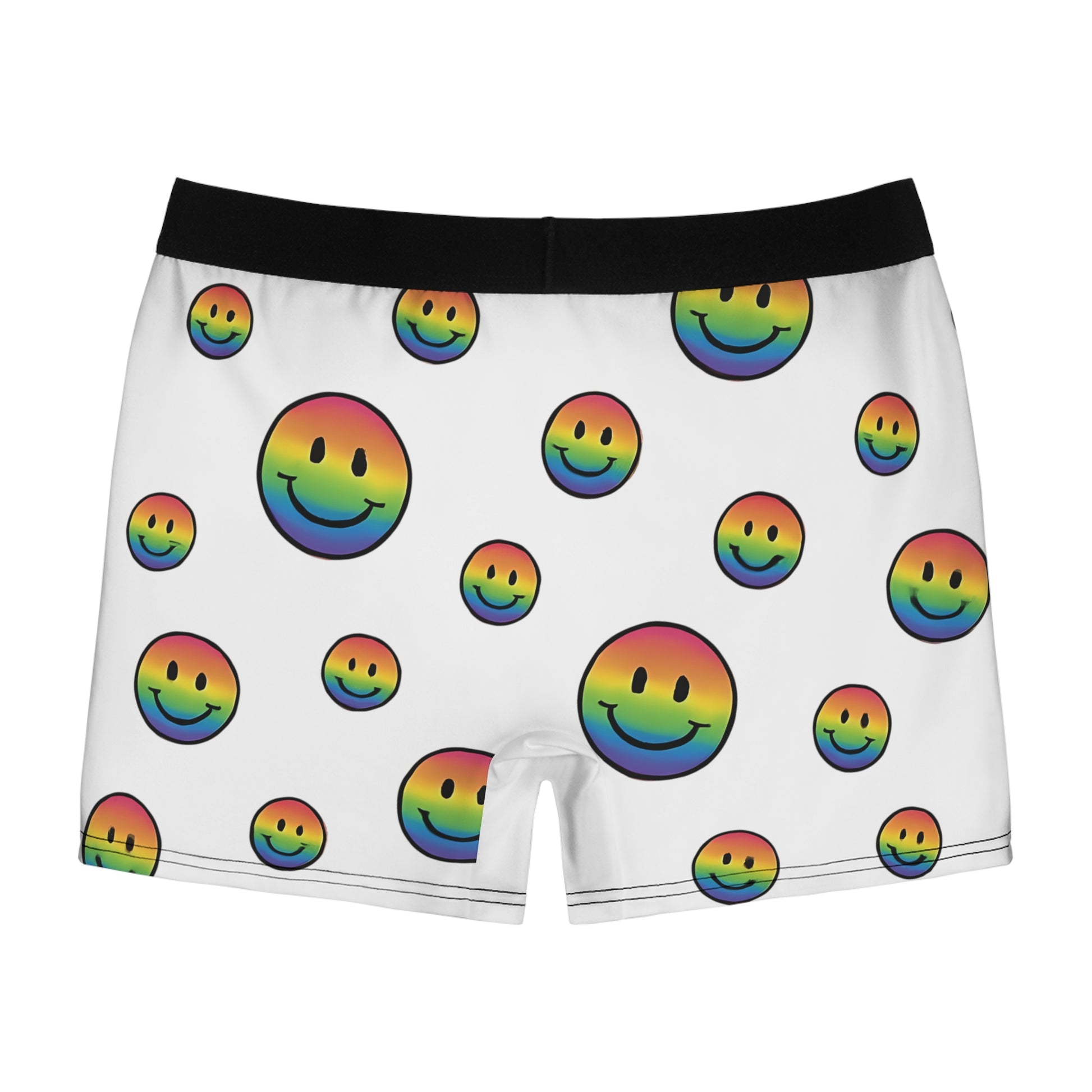 Colorful Vibe Men's Boxer Briefs, Fun Underwear, Rainbow Smiley Boxers, LGBTQ+ Pride, Cute Men's Fashion, Gift for Him