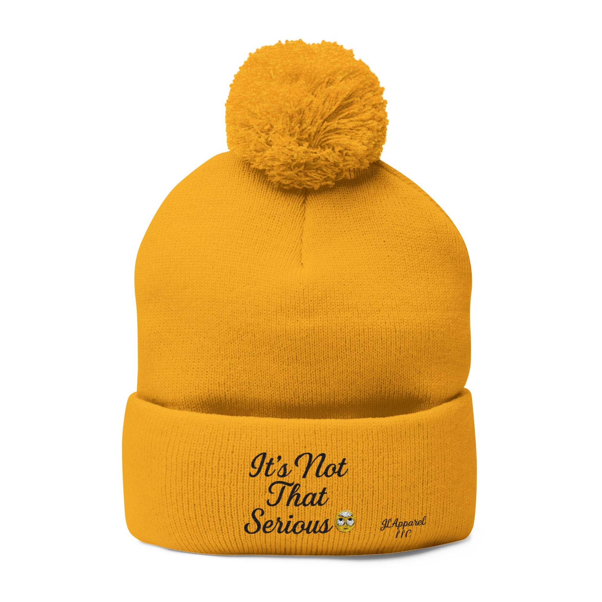 Cozy Pom-Pom Knit Cap - It's Not That Serious, Funny Winter Hat, Embroidered Beanie, Gift for Friends, Casual Style