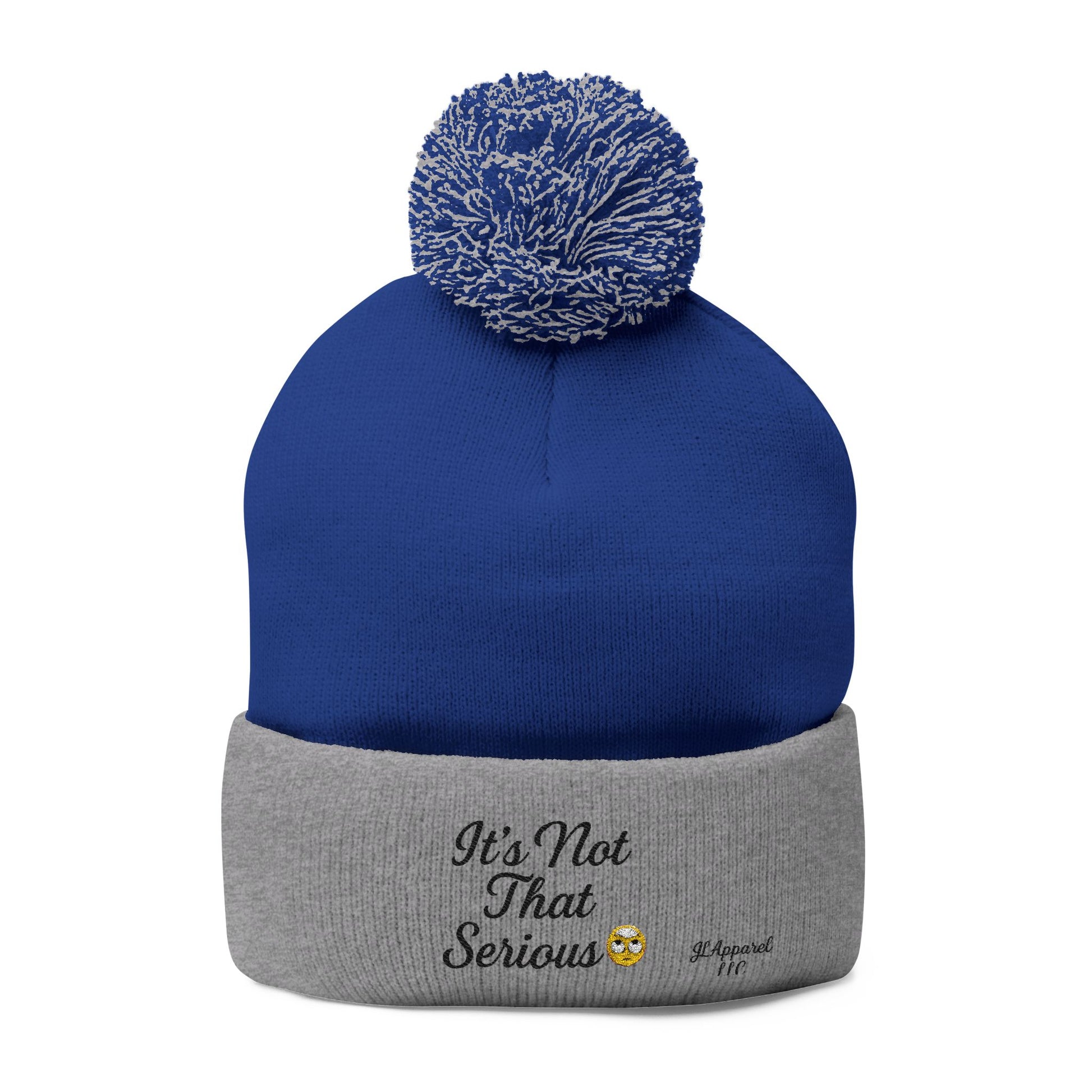 Cozy Pom-Pom Knit Cap - It's Not That Serious, Funny Winter Hat, Embroidered Beanie, Gift for Friends, Casual Style