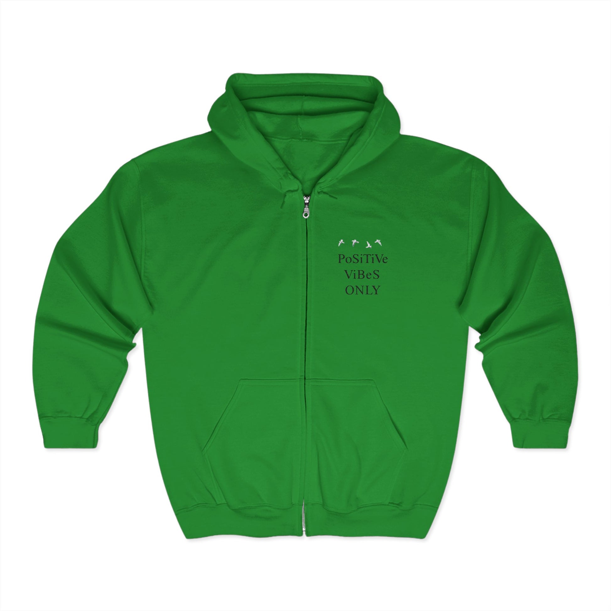 Positive Vibes Zip Hoodie, Unisex Hooded Sweatshirt for Relaxation, Gift for Friends, Casual Wear, Comfortable Layering