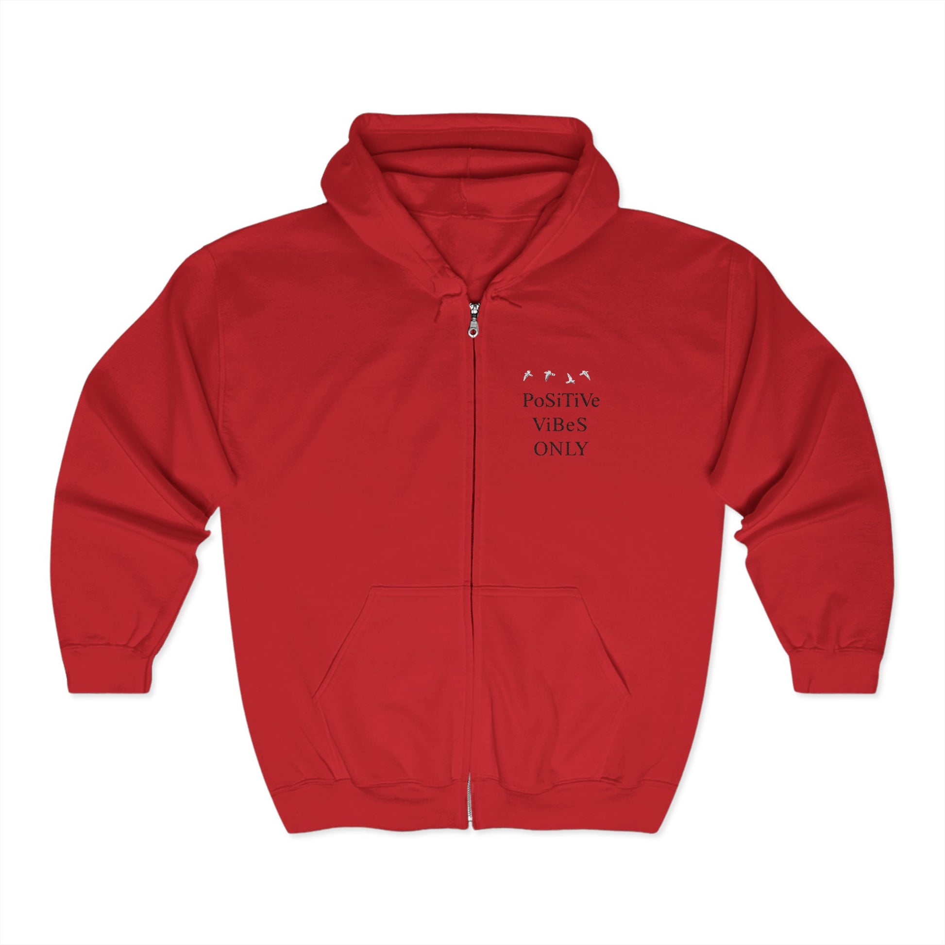 Positive Vibes Zip Hoodie, Unisex Hooded Sweatshirt for Relaxation, Gift for Friends, Casual Wear, Comfortable Layering