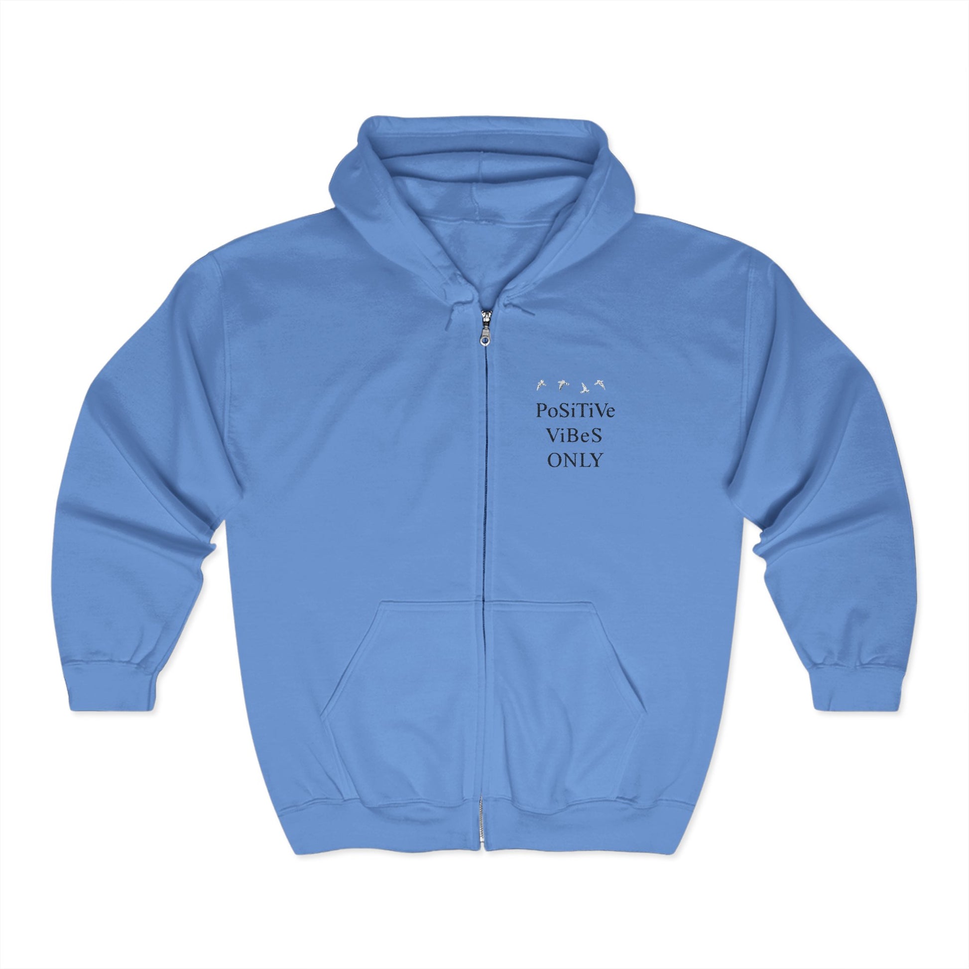 Positive Vibes Zip Hoodie, Unisex Hooded Sweatshirt for Relaxation, Gift for Friends, Casual Wear, Comfortable Layering
