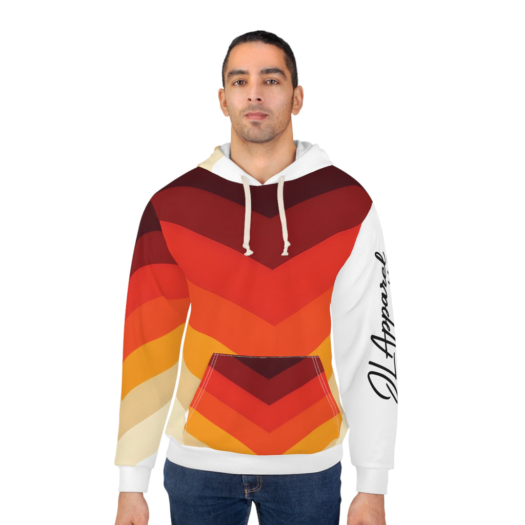 Vibrant Retro Chevron Hoodie, Cozy Fashion, Unisex Apparel, Perfect for Fall, Stylish Gift, Weekend Comfort