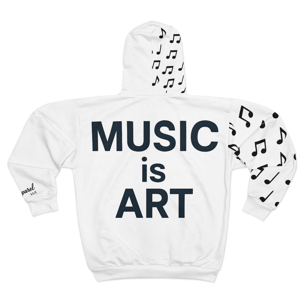 Musical Notes Unisex Zip Hoodie, Music Lover Gift, Artsy Zip Hoodie, Contemporary Style, Perfect for Concerts, Unique Art Apparel