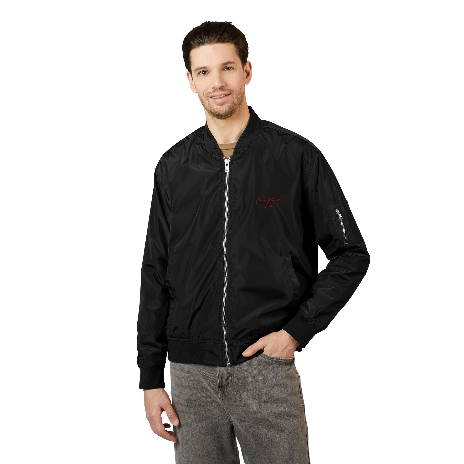 Eco-Friendly Embroidered Bomber Jacket, Sustainable Fashion, Gift for Him/Her, Streetwear Style, Perfect for Recycled Fashion Lovers