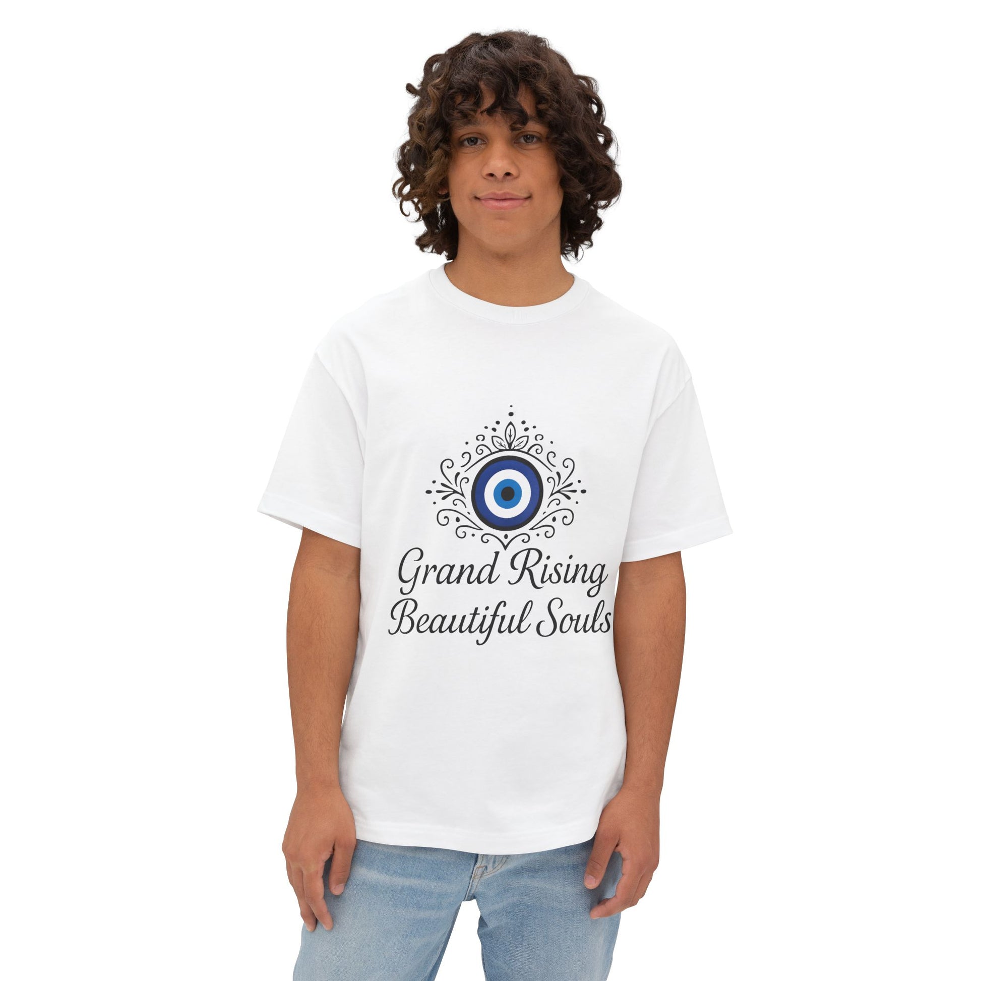 Grand Rising Unisex Oversized Boxy Tee with Eye Design, Spiritual T-Shirt, Positive Vibes Apparel, Gift for Soul Seekers, Relaxed Fit Shirt