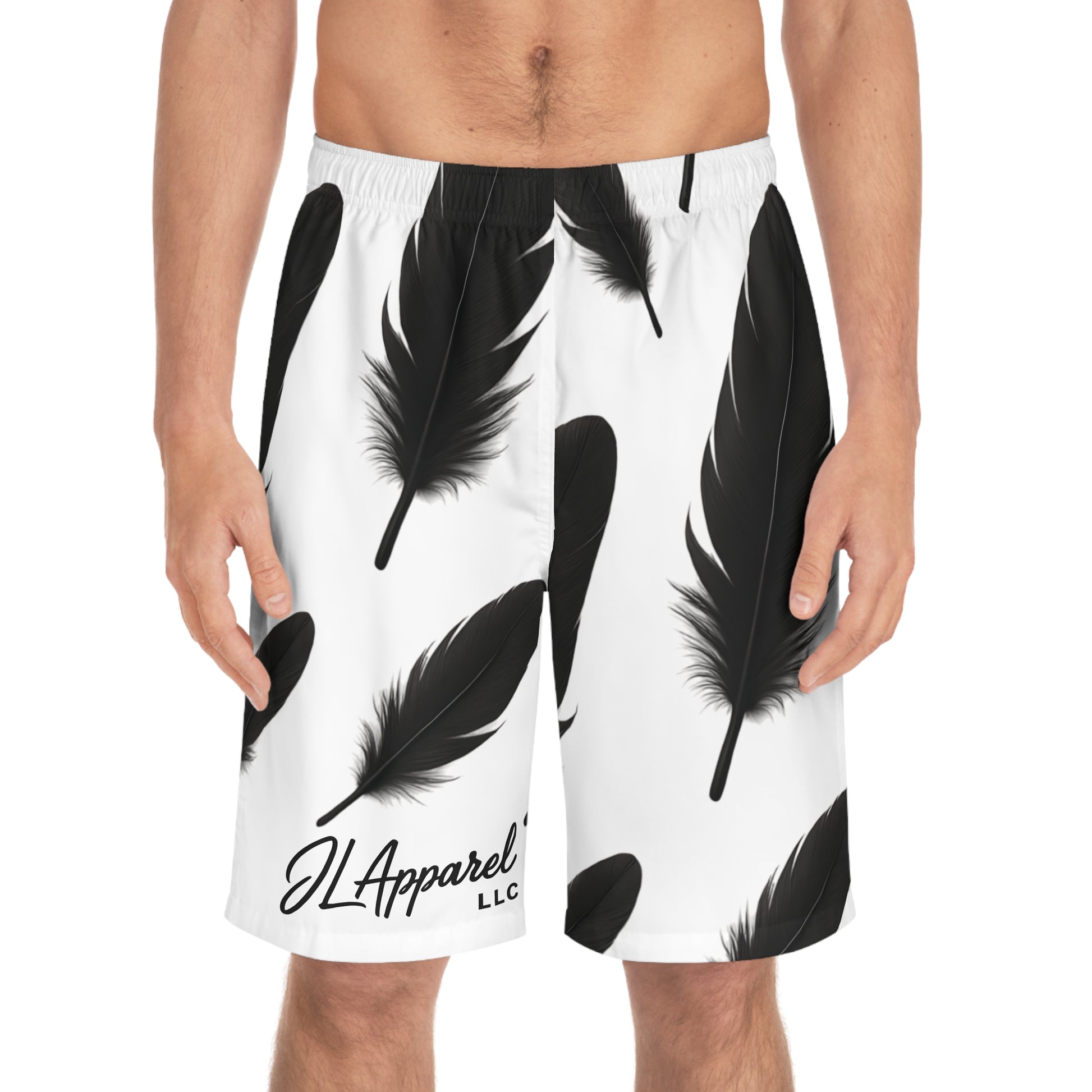 Feathered Men's Board Shorts - Stylish Summer Swim Trunks for Beach, Surfing, Pool Parties, Vacation Wear, and Casual Outings